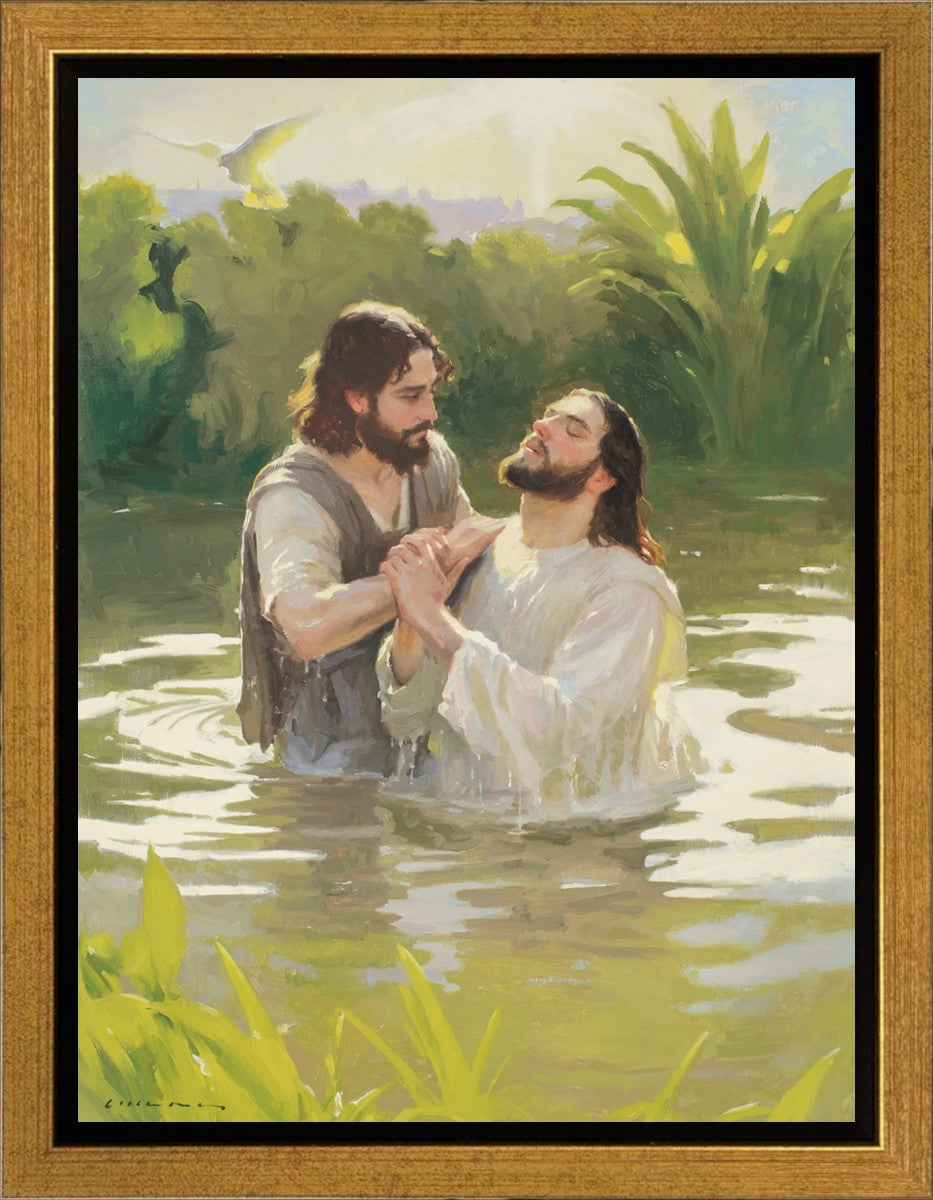 Baptism of The Savior Gallery Wrap Canvas - Religious Wall Art for Home Decor, Church & Gifts - Perfect for Living Room, Bedroom & Worship Spaces
