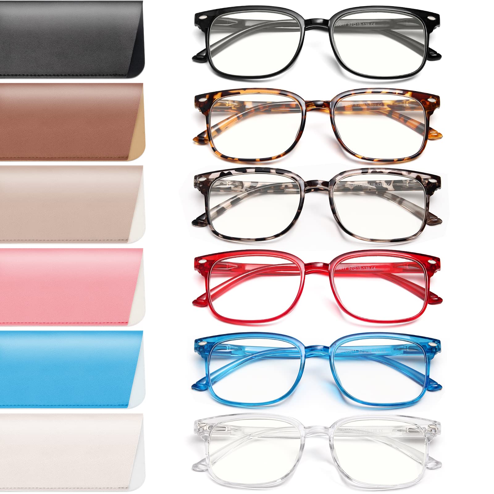 NOVIVON 6 Pack Blue Light Blocking Reading Glasses for Women & Men - Anti Glare Computer Eyeglasses for Screen Time, Reading & Office Work