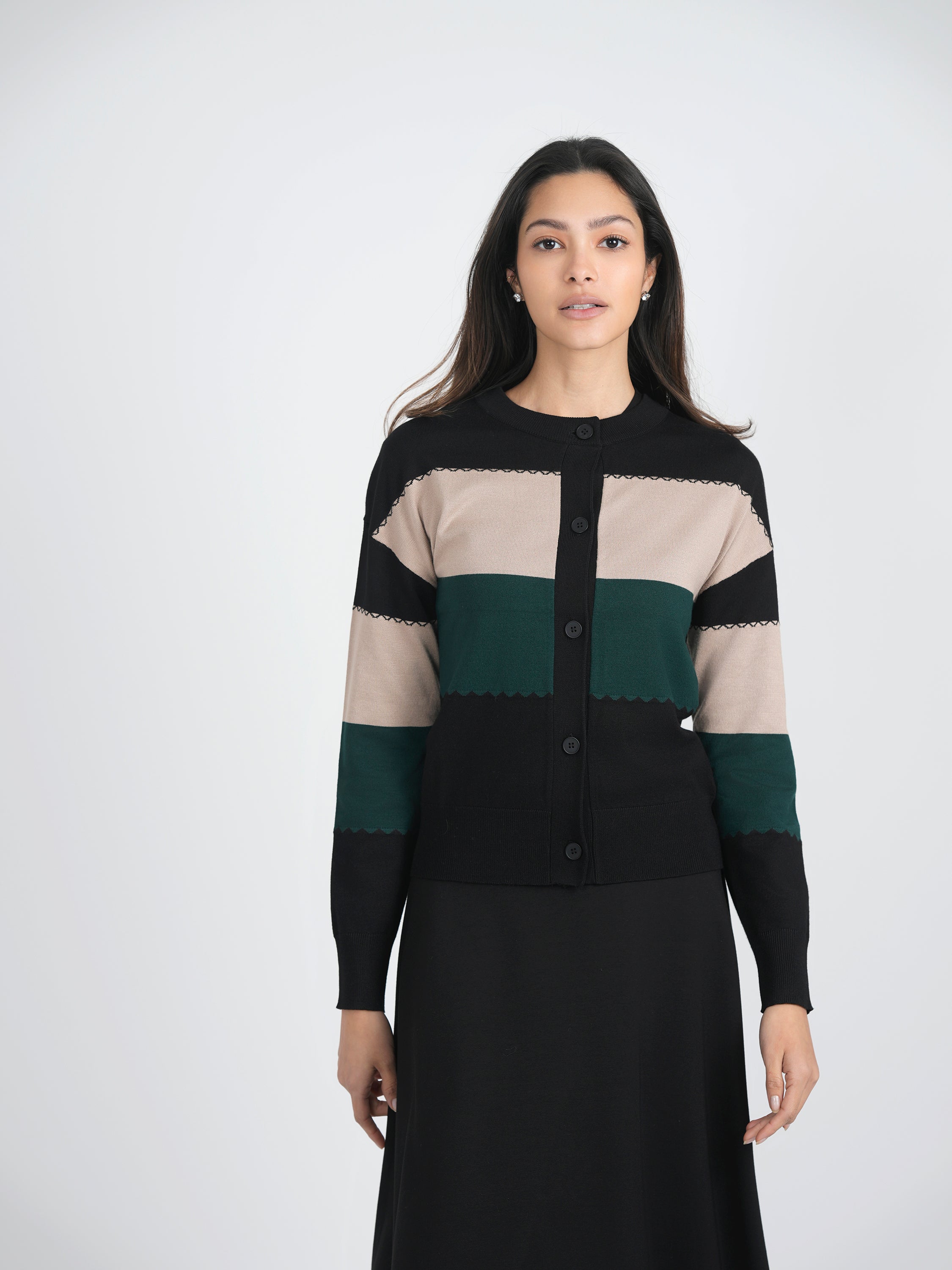 Women's Striped Knit Cardigan Sweater - Soft Long Sleeve Open Front Wrap - Perfect for Fall & Winter Layering, Office Wear and Casual Outfits
