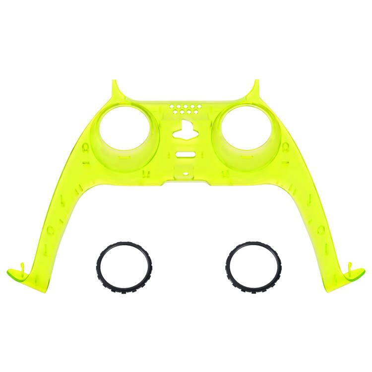 eXtremeRate PS5 Controller Shell Replacement - Clear Lime Green Decorative Trim with Accent Rings for BDM-010/020/030/040/050 Models | Custom Gaming Setup & Controller Modding Accessory