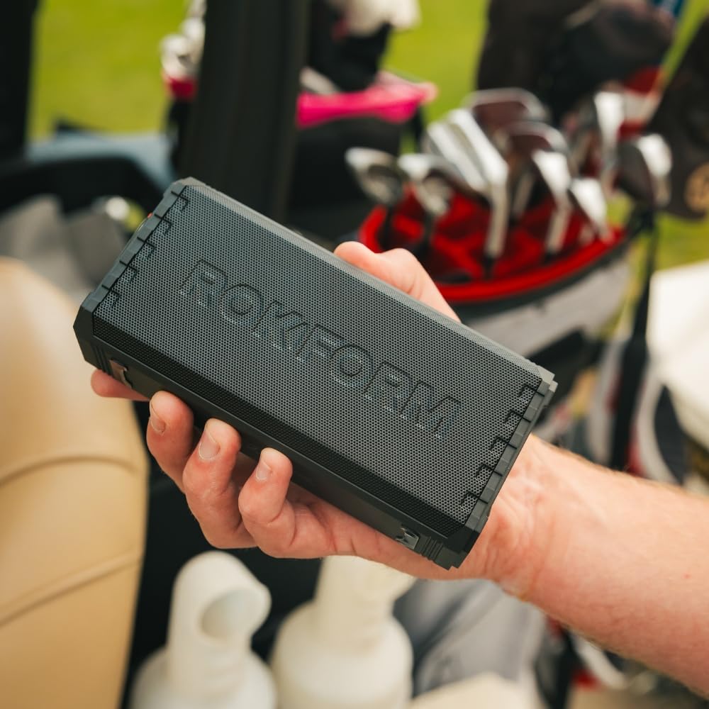 Rokform G-ROK Wireless Golf Speaker – Portable Magnetic, IPX7 Waterproof, Shockproof & Dustproof, Loud Clear Sound, 24-Hour Battery, Rugged Outdoor Golf Cart Speaker (Black) – Perfect for Golf, Camping & Outdoor Adventures