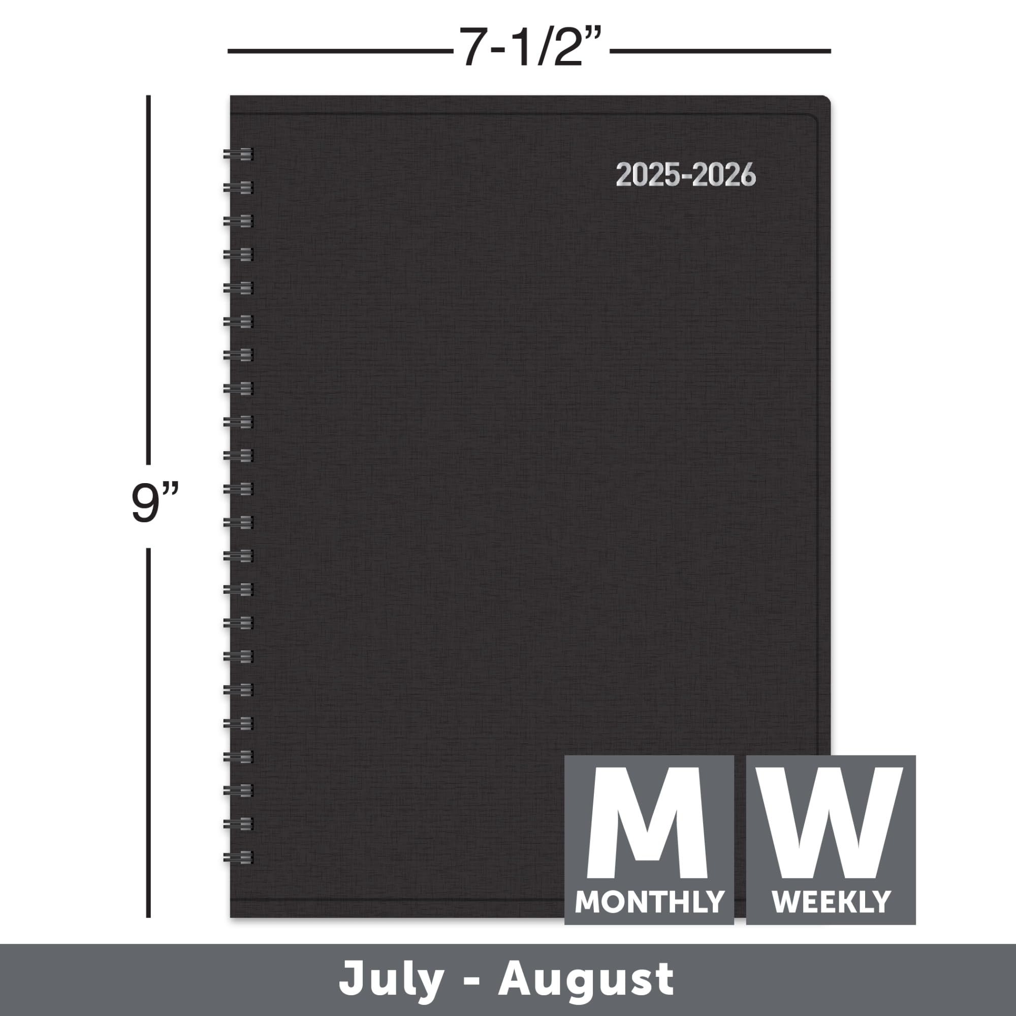 2025-2026 Office Depot® 14-Month Academic Planner - Weekly/Monthly Vertical Layout, 7.5