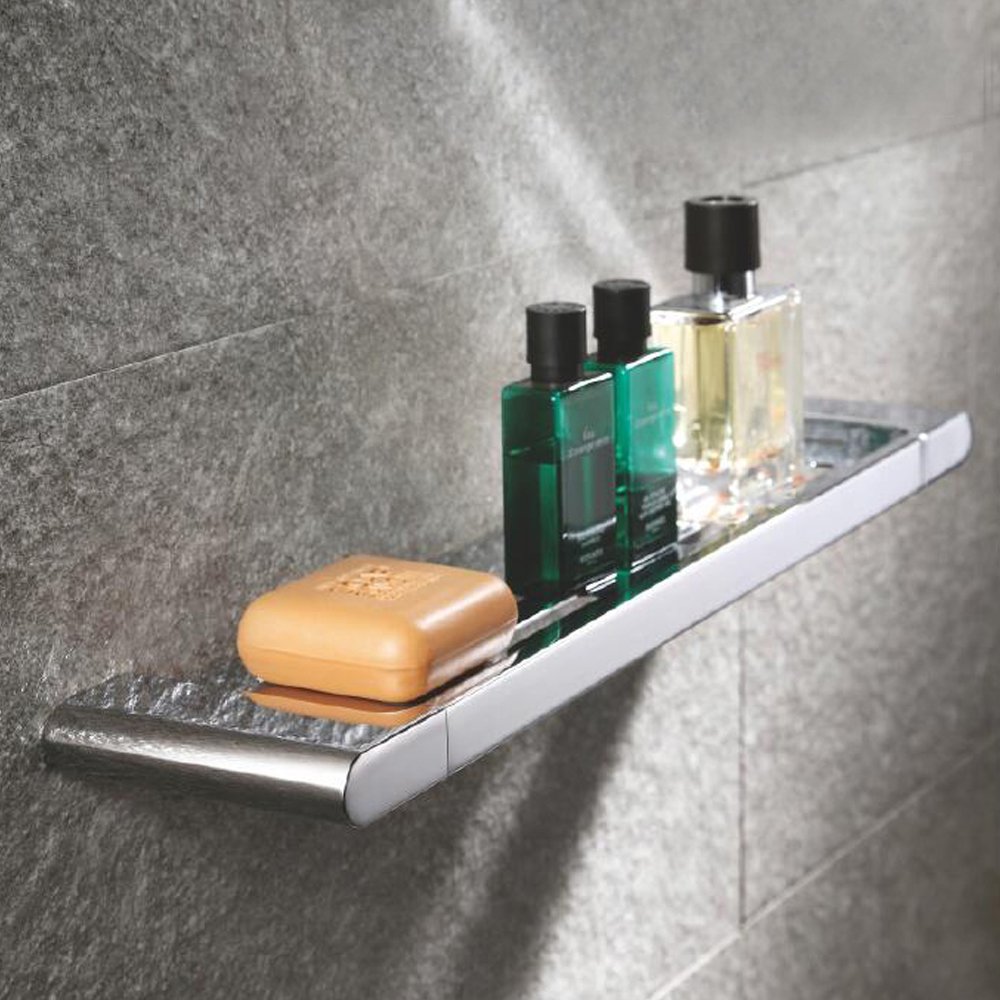 17-Inch Waterproof Brass Shower Caddy - Euro Style Wall Mounted Bathroom Shelf for Shampoo, Soap & Accessories - Perfect for Small Bathrooms & Spa-Like Showers