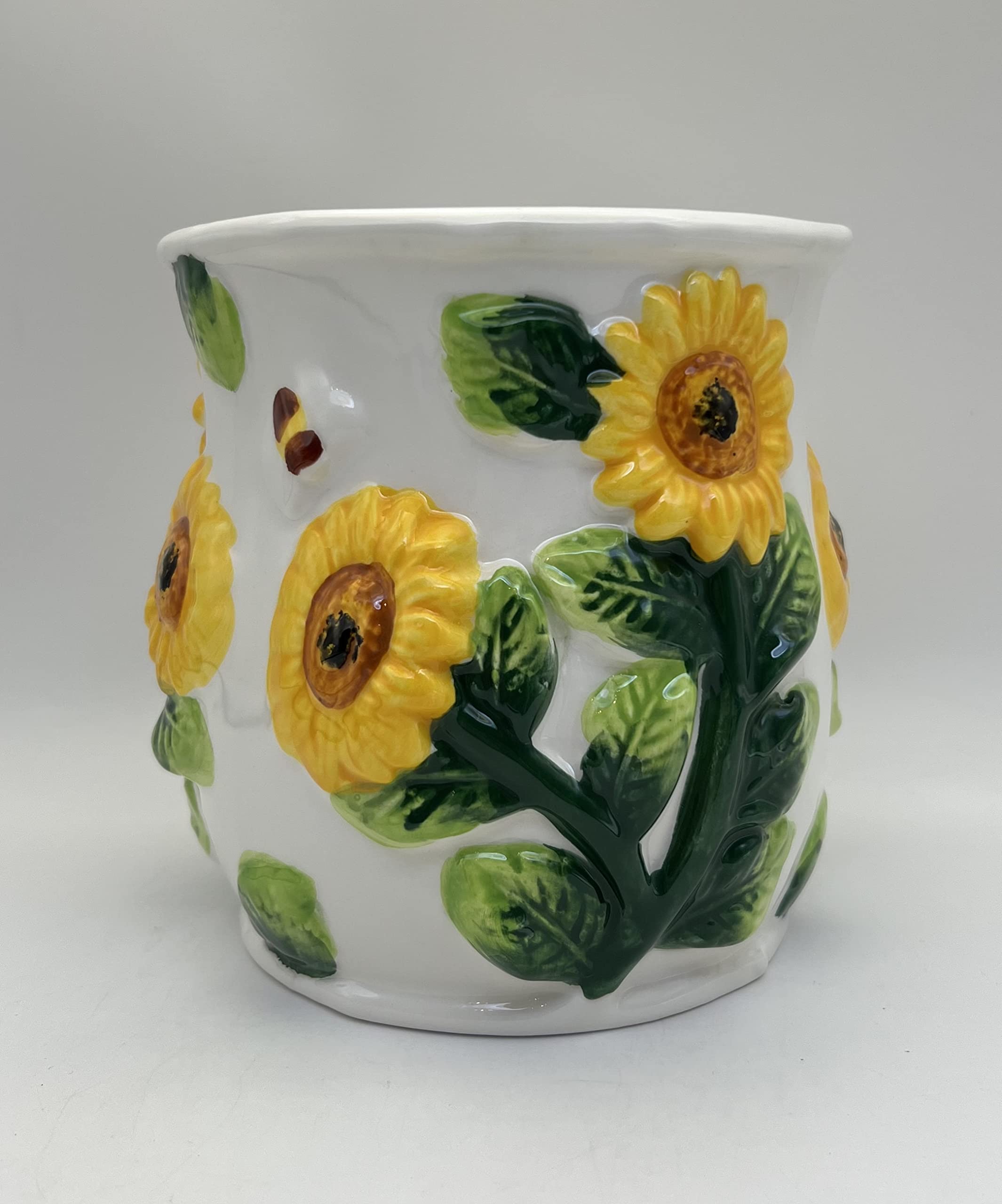 3D Sunflower Utensil Holder - Modern Kitchen Storage & Decor for Spoons, Forks & Cooking Tools - Perfect for Countertop Organization & Stylish Home Decor