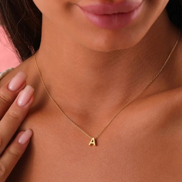 ROMALI 18k Gold Plated Initial Pendant Adjustable Necklace for Women - Personalized Name Letter Jewelry Gift for Her, Perfect for Birthdays, Anniversaries & Valentine's Day