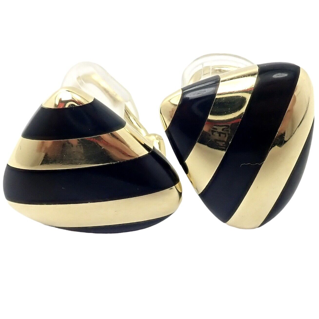 Tiffany & Co Angela Cummings 18k Yellow Gold Black Jade Inlaid Earrings for Women - Luxury Jewelry Gift for Anniversary, Wedding & Special Occasions