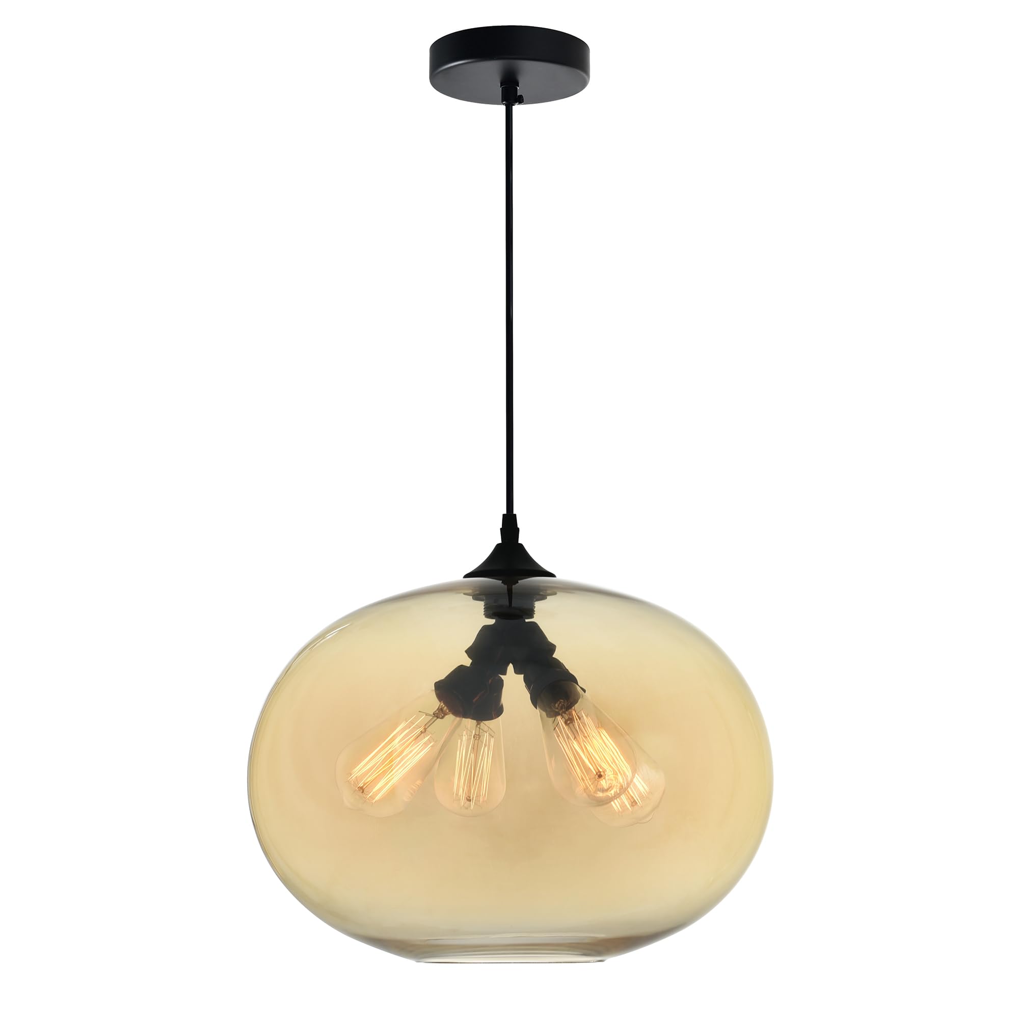 CWI Lighting 4-Light Glass Pendant Chandelier with Amber Finish - Perfect for Dining Room, Kitchen Island, and Modern Home Decor