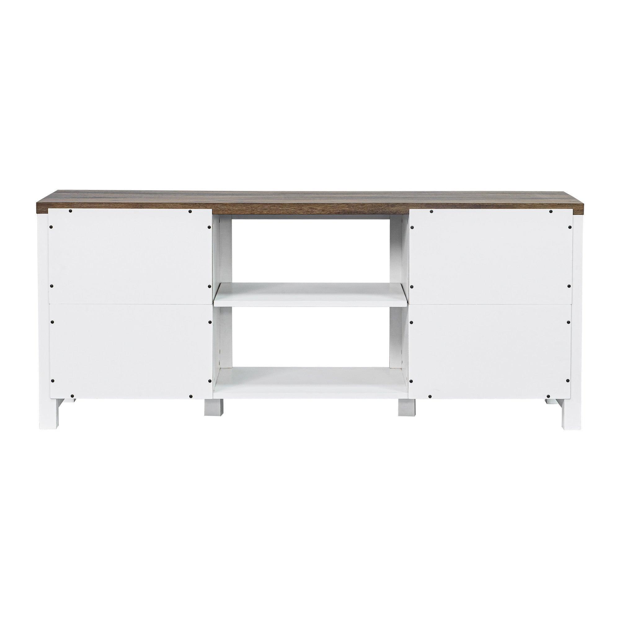 Rustic Farmhouse TV Stand for 58 Inch Flat Screen - Solid Wood Entertainment Center with Storage Cabinet - Perfect for Living Room, Home Theater & Family Room Decor
