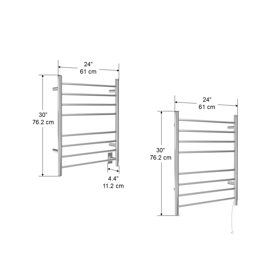 Premium 8-Bar Hardwired & Plug-In Towel Warmer - Polished Stainless Steel - Bathroom Luxury & Spa Experience - Perfect for Home, Hotels, and Spas