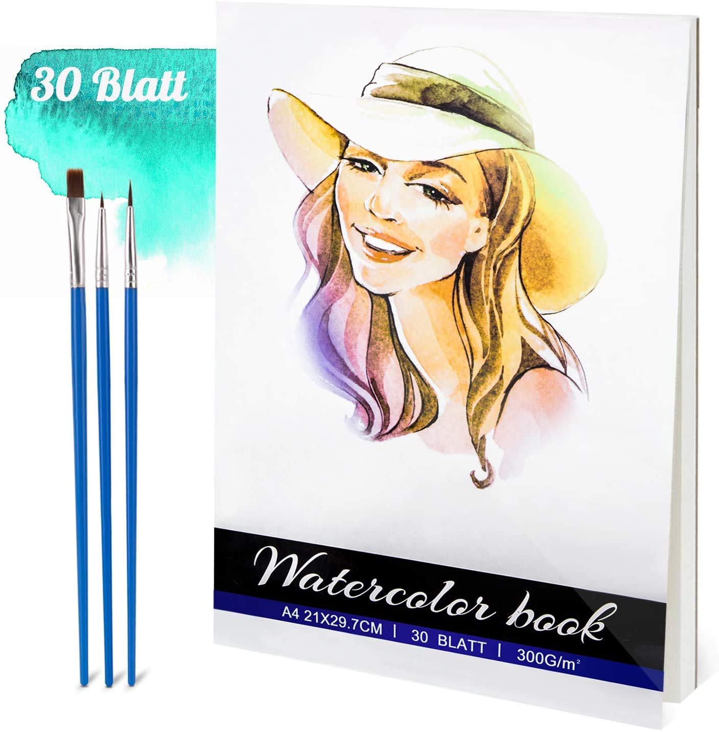 Premium Emooqi Watercolor Paper - 100% Cotton, Acid-Free, 140lb/300gsm for Professional Artists - Perfect for Watercolor Painting, Gouache, Ink & Mixed Media Art
