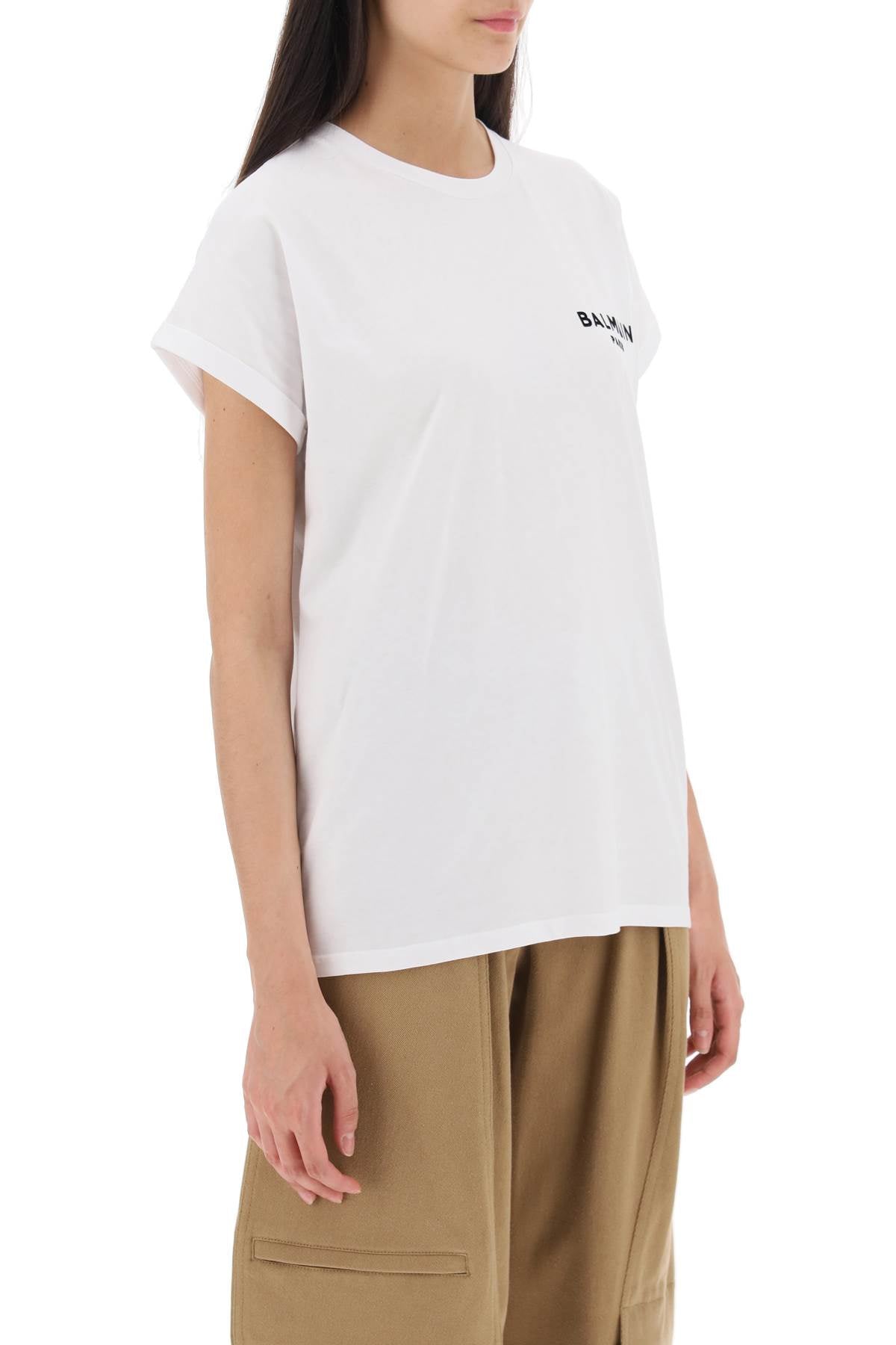 Balmain Flocked Logo Print T-Shirt for Men - Stylish Casual Wear for Parties & Outings