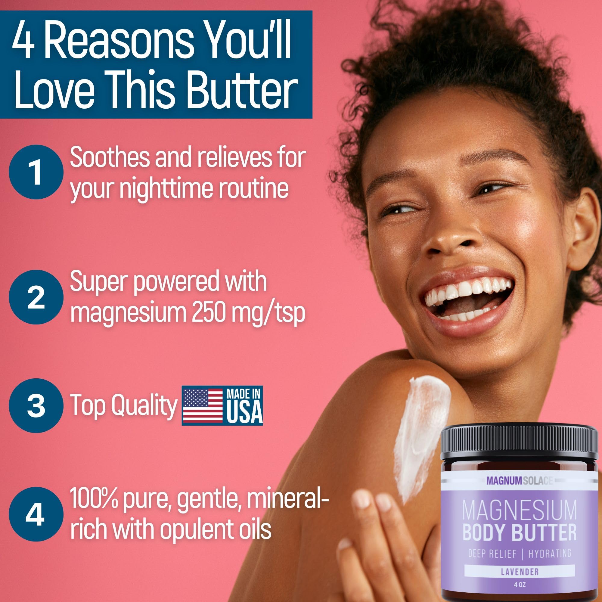 Magnesium Body Butter for Sleep & Relaxation - Nighttime Magnesium Cream with Lavender Scent - Deep Moisturizing & Muscle Recovery - Perfect for Bedtime Routine & Post-Workout Recovery