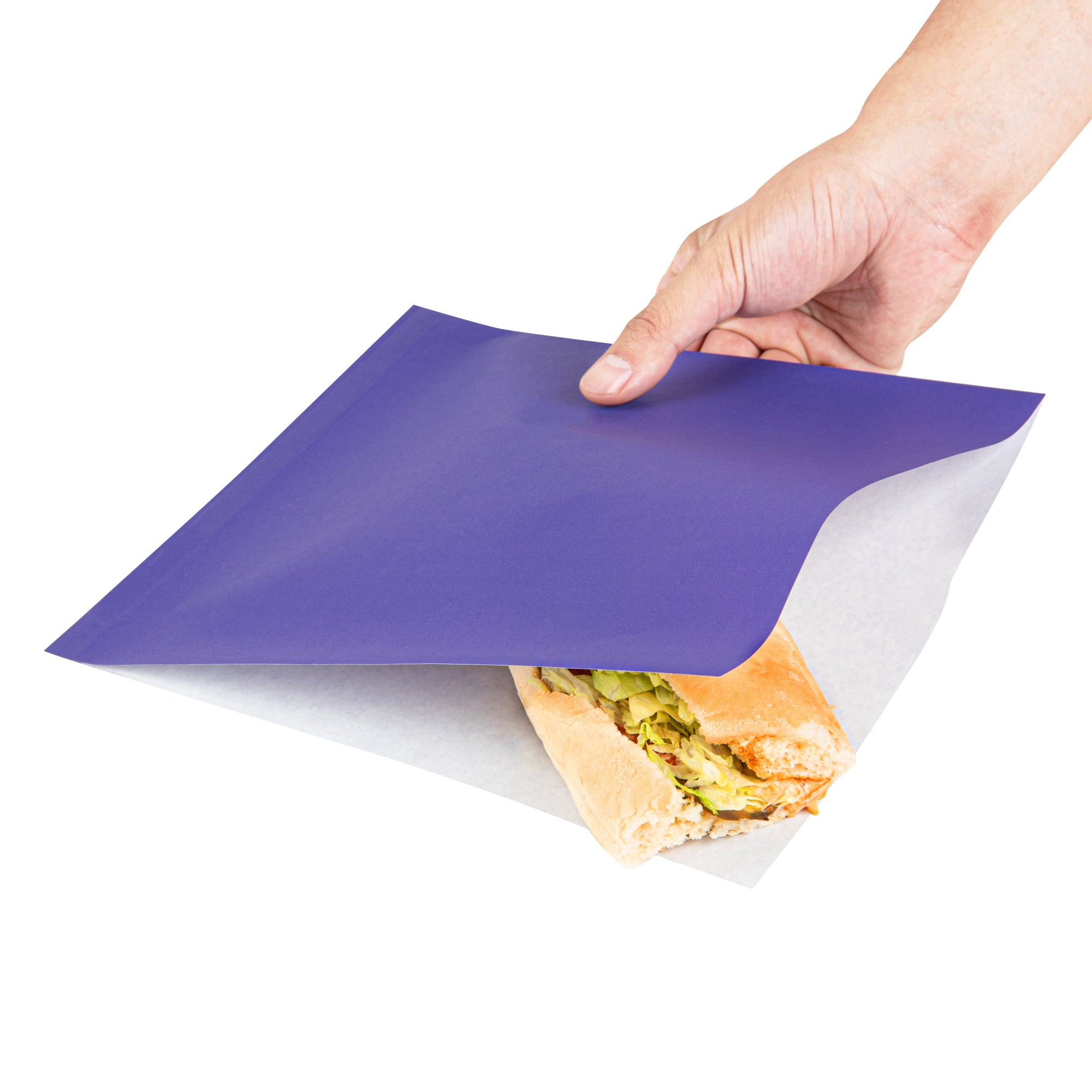 Premium Purple Greaseproof Paper Bags - Large Double Open Design (10
