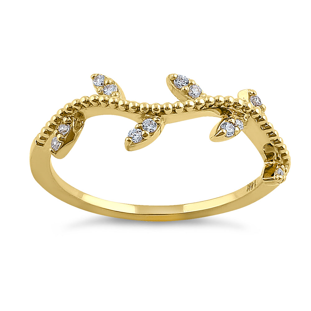 14K Solid Yellow Gold Vine Diamond Ring - 0.14 ct Natural Diamond Engagement Ring for Women, Perfect for Anniversary, Wedding & Special Occasions