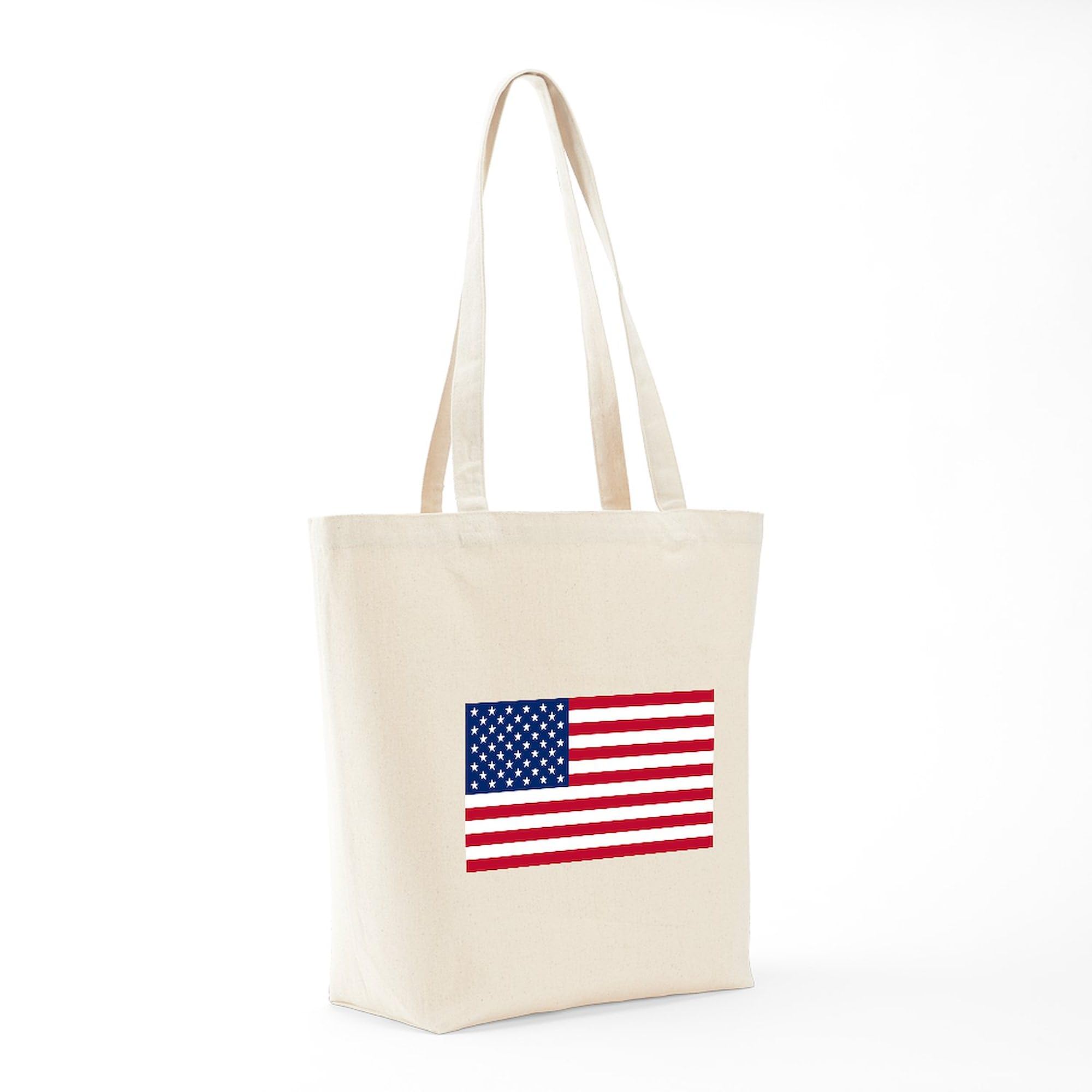 American Flag Tote Bag - Natural Canvas Reusable Shopping Bag with Patriotic Design | Perfect for Groceries, Beach Trips & Everyday Use
