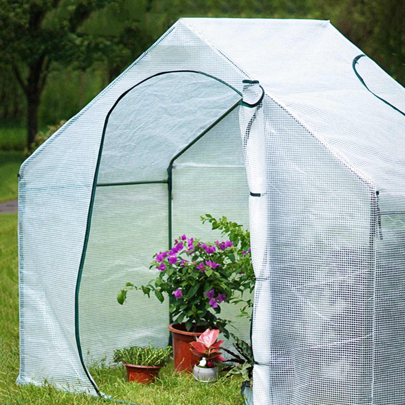 LSMK Mini Garden Greenhouse Cover - Portable Rainproof Hot House for Potted Plants & Flowers - PE Door & Steel Frame Tent - Ideal for Indoor/Outdoor Plant Protection & Winter Gardening
