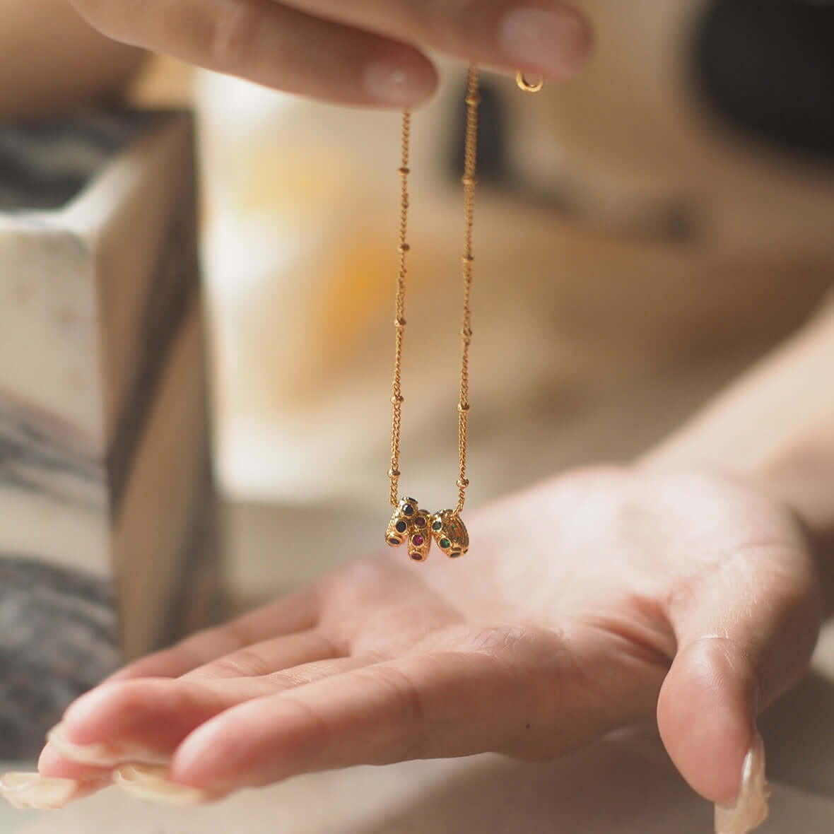 18K Gold Plated Connected Rings Charm Necklace for Women | Elegant Layering Jewelry Gift for Anniversary, Birthday & Valentine's Day | X1411