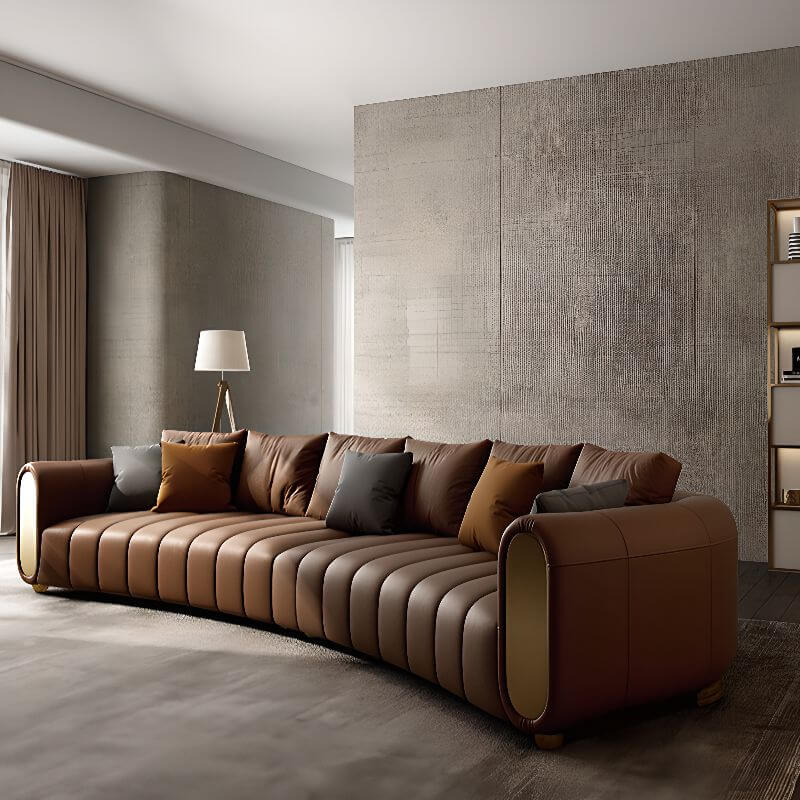 Minimalist Sepia Sofa Couch - Solid Color Modern Living Room Furniture for 4/5/6 People | Perfect for Small Spaces, Apartments & Cozy Family Gatherings