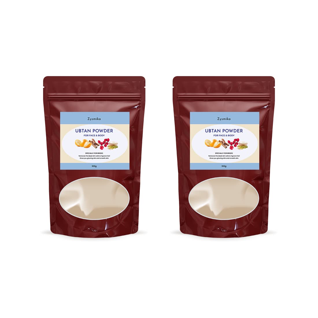 Zysmika Ubtan Powder for Face & Body - 100g (Pack of 2) | Natural Skin Whitening & Glowing Treatment | Homemade Facial Hair Removal | Perfect for Daily Skincare & Bridal Prep