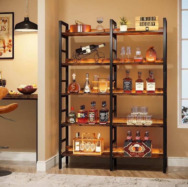 5 Tier Bookshelf - Double Wide Bookcase Storage Shelves Unit for Home Office, Living Room & Bedroom Organization | Sturdy & Spacious Book Display Shelf