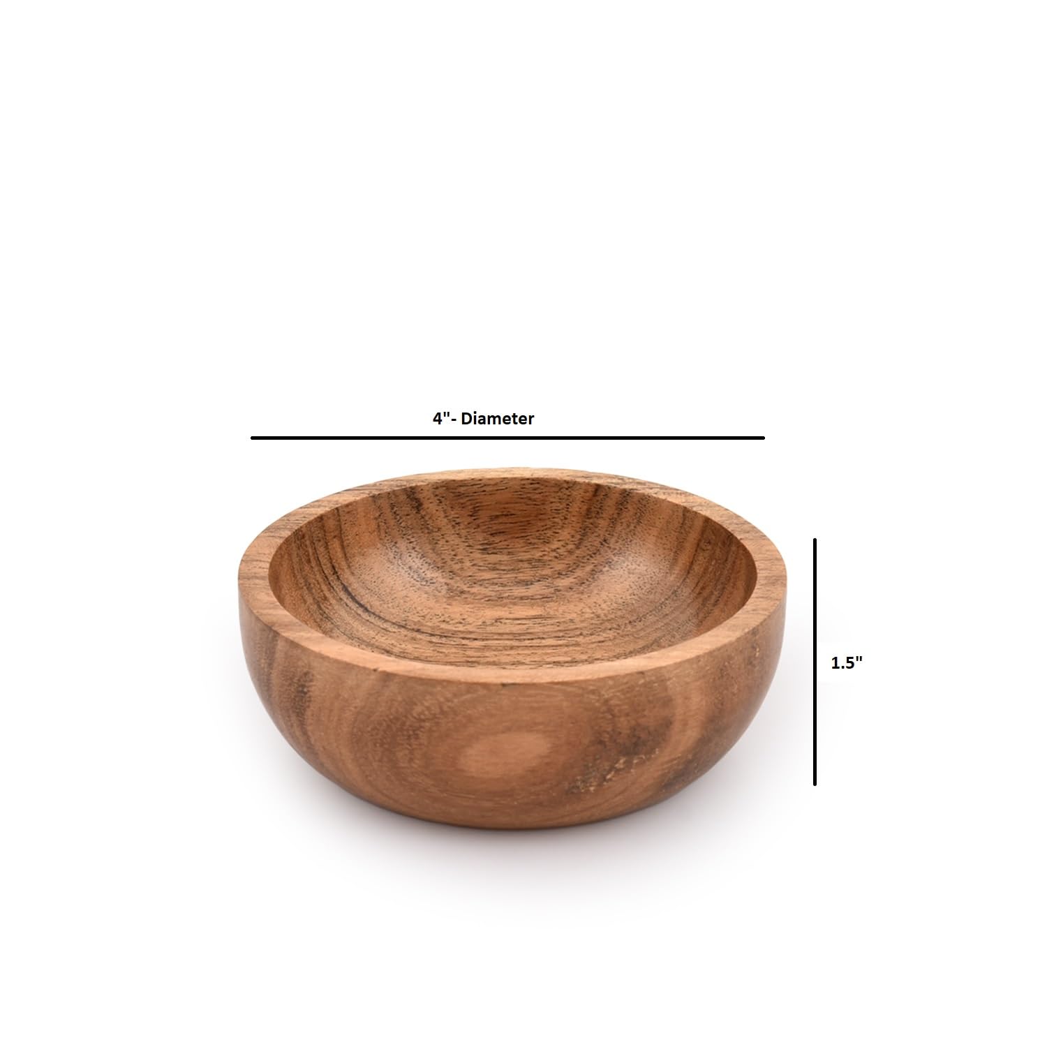 Premium Acacia Wood Small Bowls Set of 4 - 4