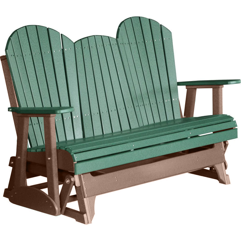 LuxCraft Green 5 ft. Recycled Plastic Adirondack Outdoor Glider Chair - Eco-Friendly Patio Furniture for Garden, Deck, Porch & Backyard Relaxation