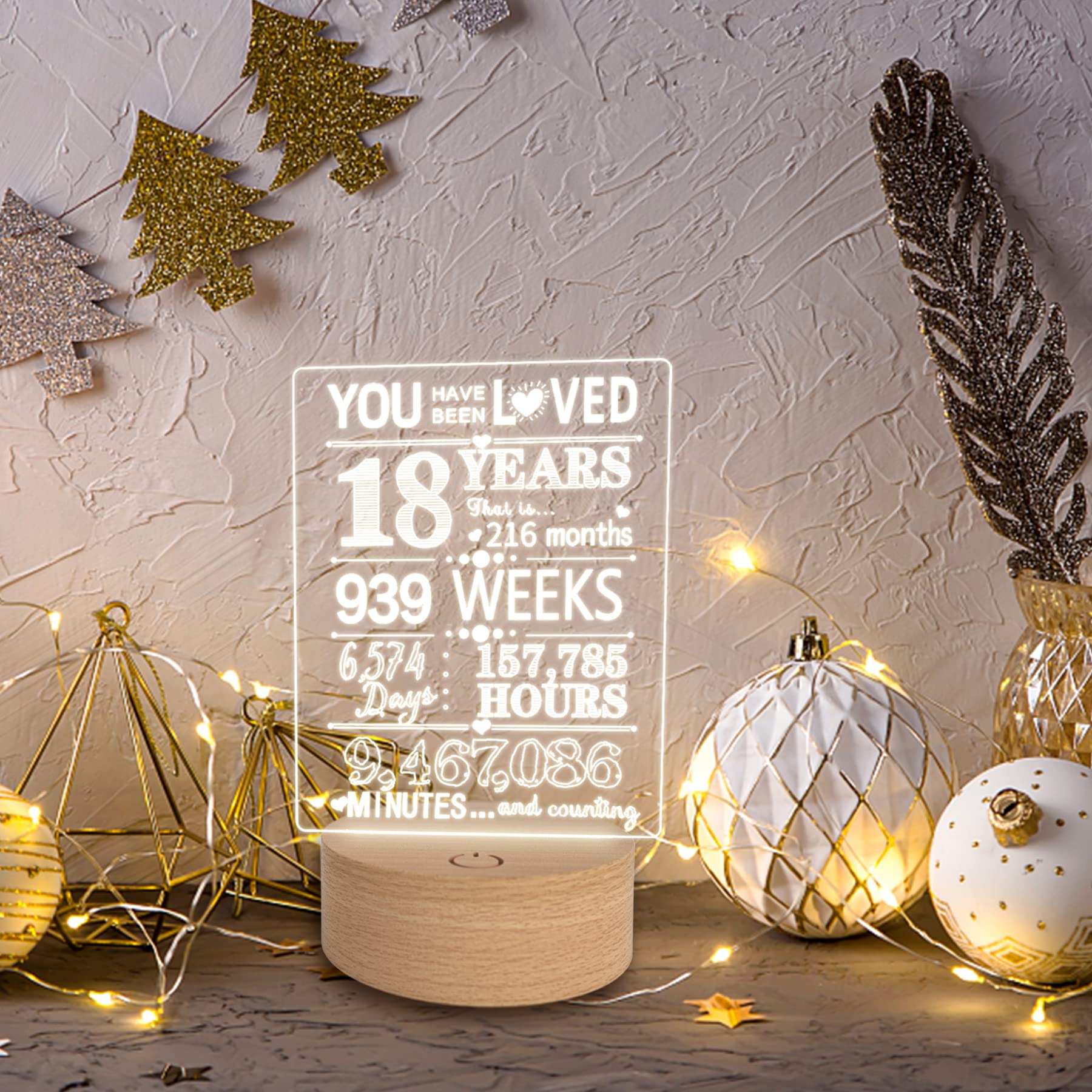 Personalized 18th Birthday Gifts for Girls & Boys - Custom Night Light for Daughter, Son, Best Friend - Unique 18 Year Old Birthday Decorations for Party, Bedroom, or Dorm Room