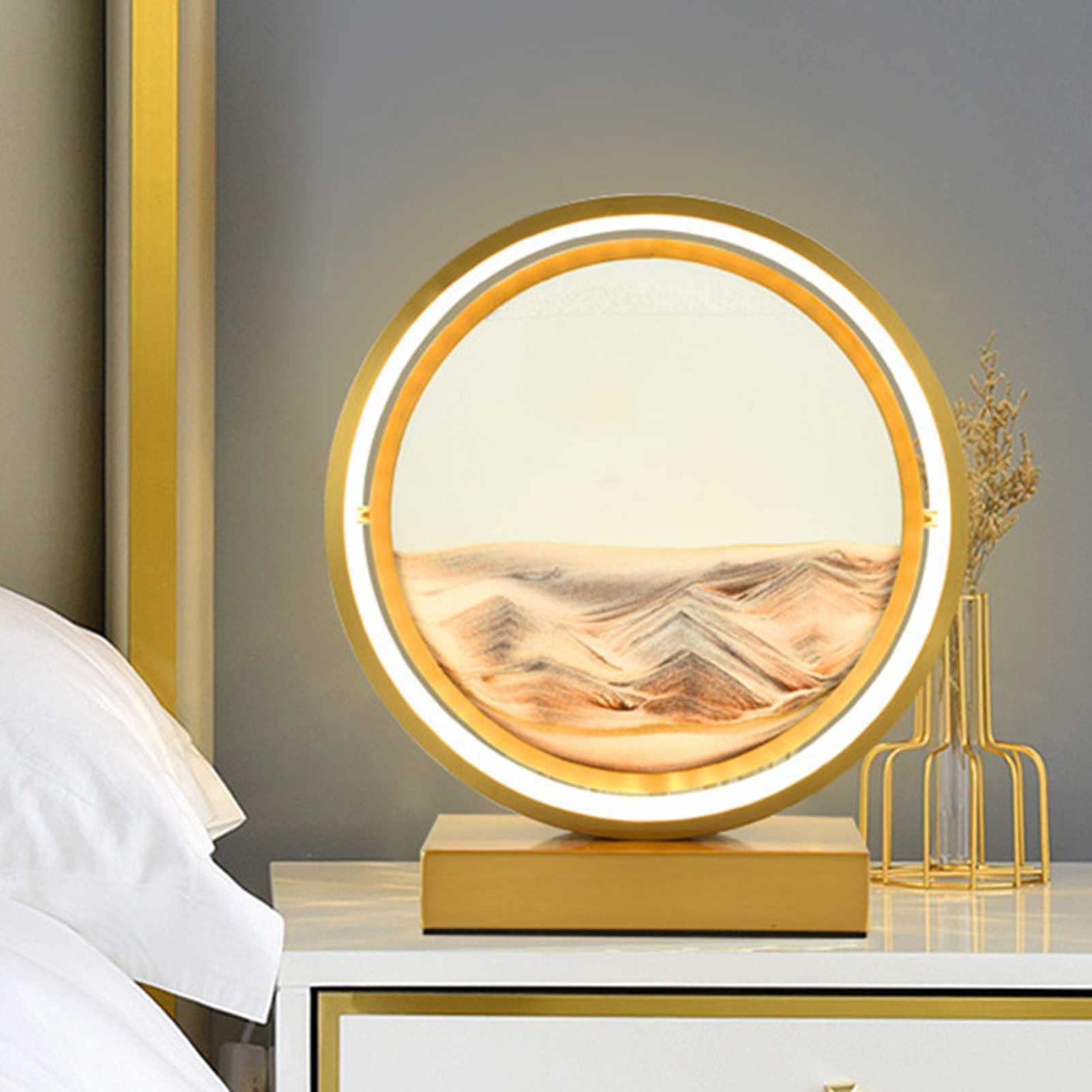 WENCY LED Flowing Sand Art Painting - 3D Deep Sea Sandscape in Motion, Round Glass Frame Desktop Decoration for Adults & Kids | Home, Office Decor, Creative Gift Idea for Relaxation & Stress Relief