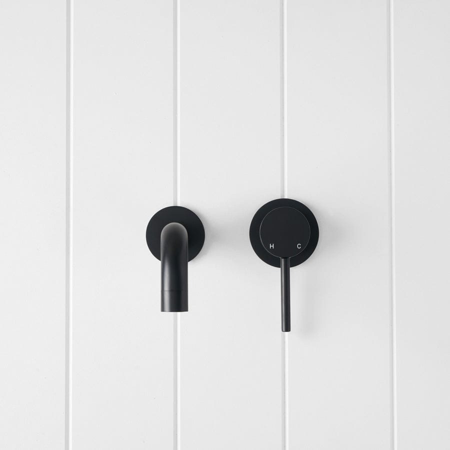 Sydney Wall Spout + Mixer Matte Black - Modern Bathroom Faucet for Sink, Basin & Vanity - Perfect for Home, Hotel & Commercial Use