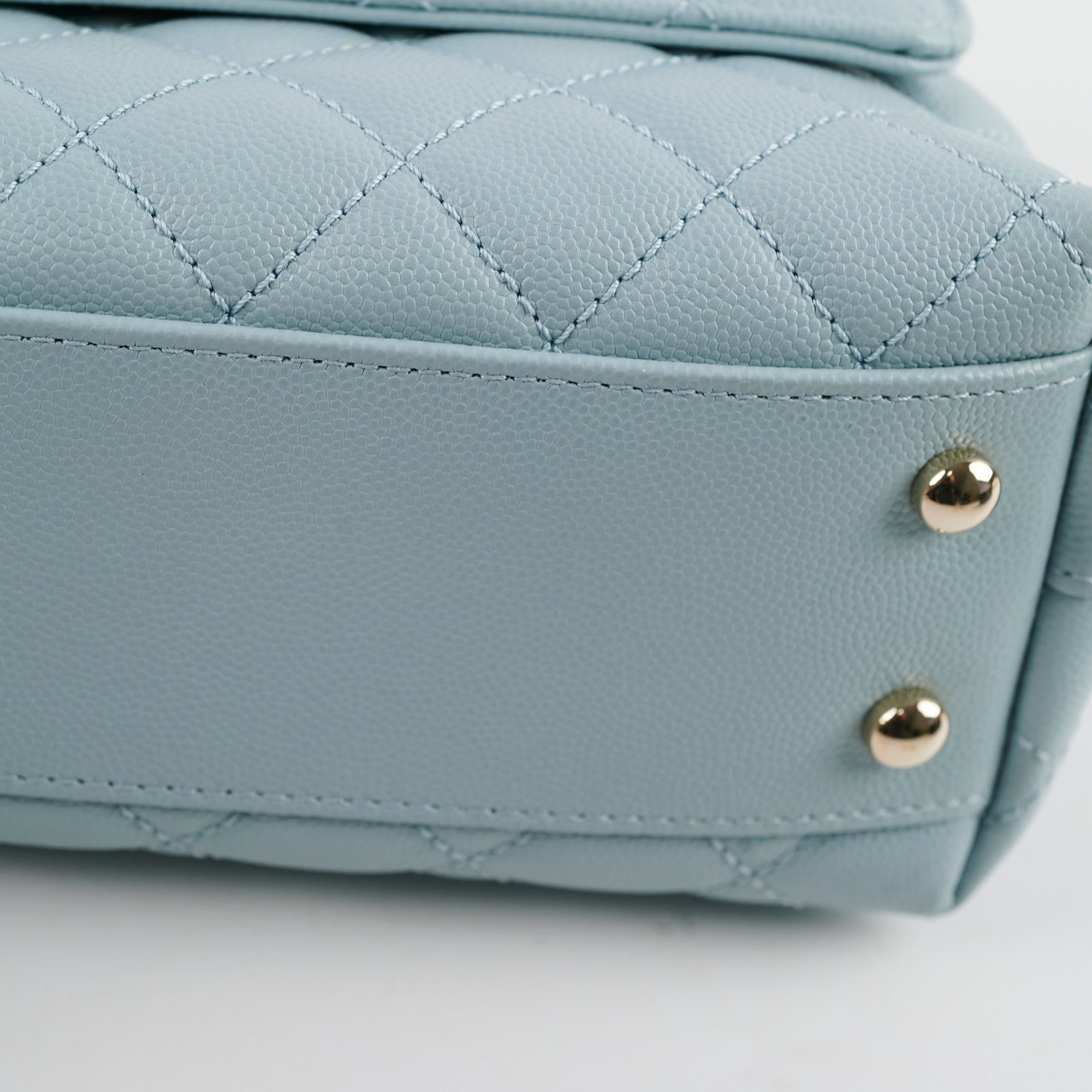 Chanel Caviar Small Coco Handle Bag in Light Blue with Microchip - Perfect for Evening Events, Parties & Luxury Fashion Accessories