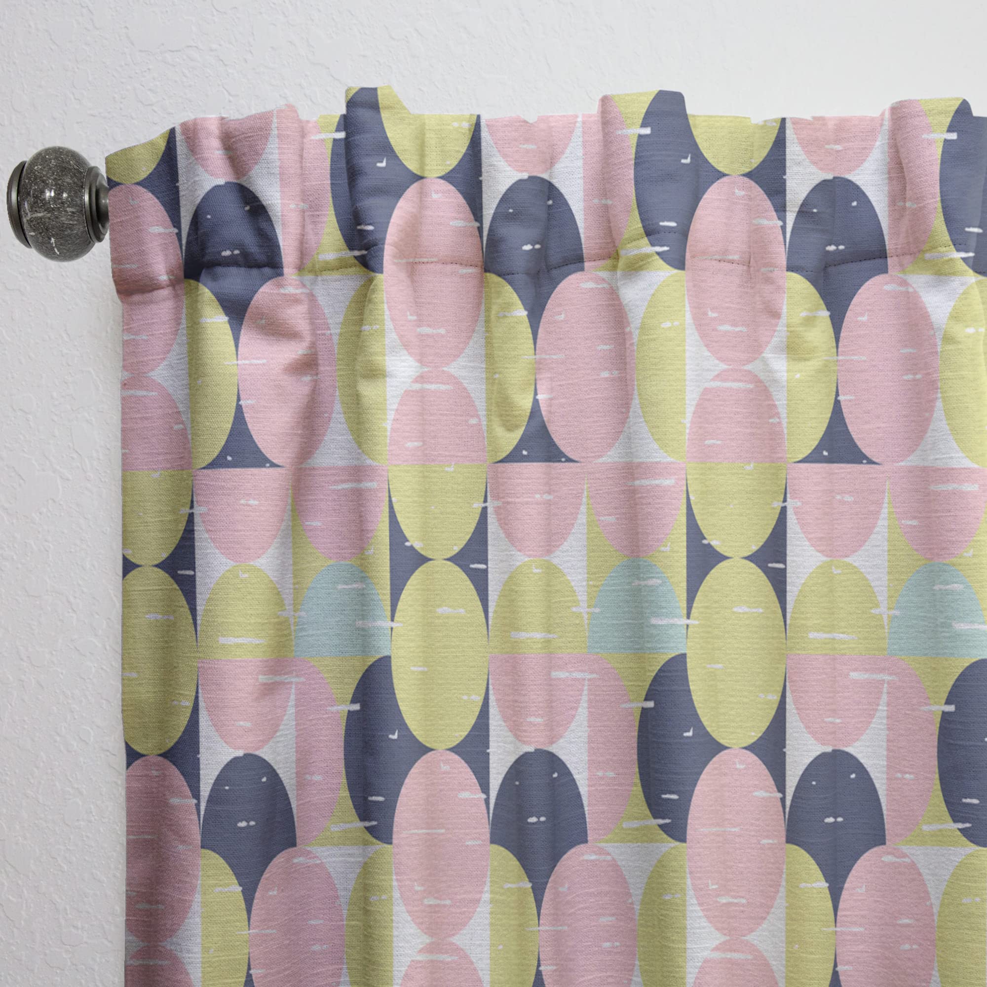 DesignQ Retro Pastel Circular Pattern Thermal Insulated Curtains - Single Panel 52x120 Inches - Blackout Drapes for Bedroom & Living Room - Perfect for Home Decor, Privacy & Light Control