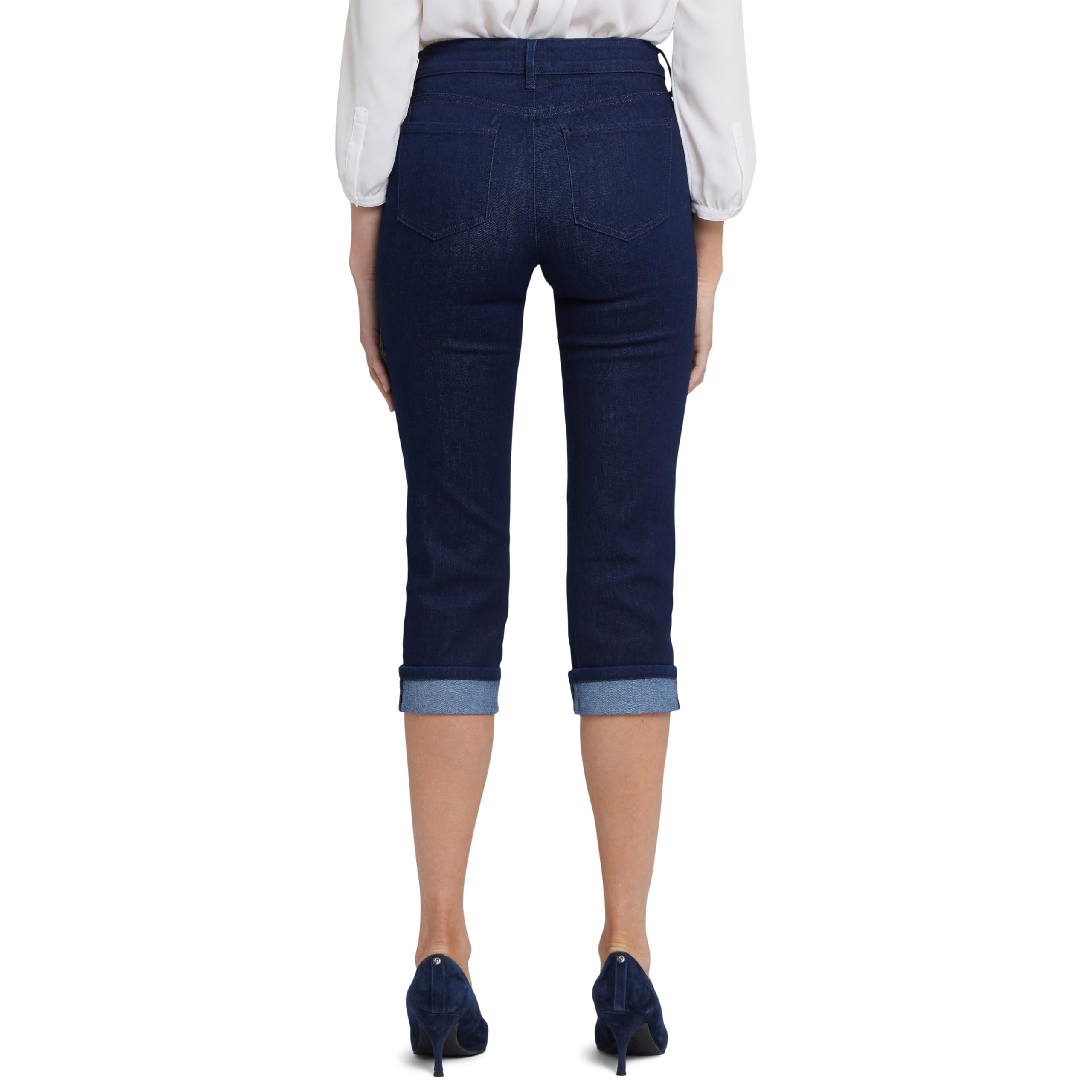 NYDJ Women's Marilyn Straight Crop Cuff Jeans - Slimming High Waist Stretch Denim Pants for Petite & Regular Sizes | Perfect for Work, Casual Outfits & Date Night
