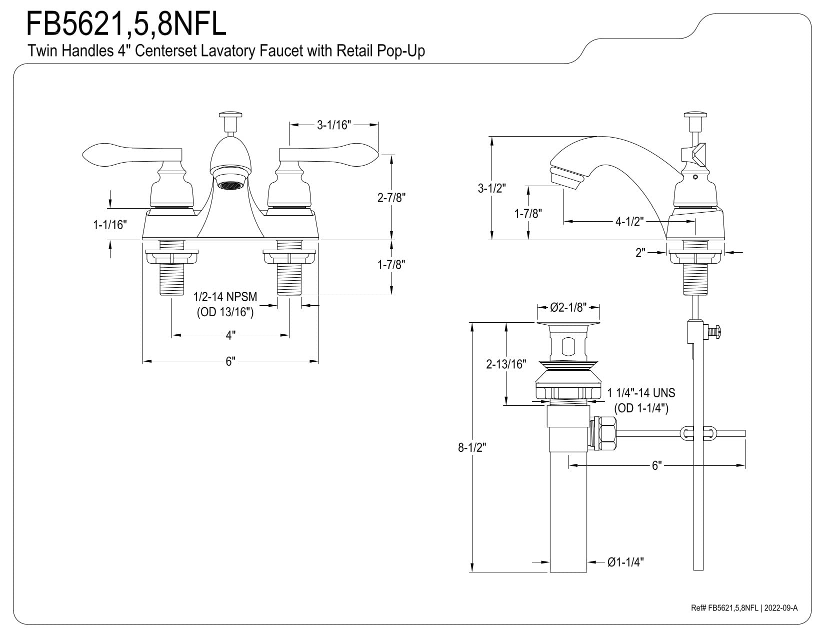 Kingston Brass FB5625NFL NuWave French 4