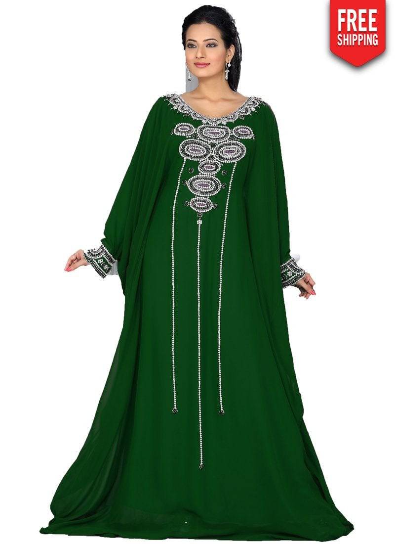Elegant Embroidered Long Kaftan Dresses for Women - Boho Maxi Dress with Floral Patterns - Perfect for Beach, Vacation & Summer Outfits
