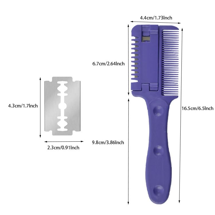 Professional Hair Cutting Scissors & Thinning Comb Set - Double Edge Razor Comb for Precise Haircuts & Styling - Includes 1 Hair Trimmer Comb & 2 Replacement Razors - Perfect for Salon, Barber & Home Haircut Use