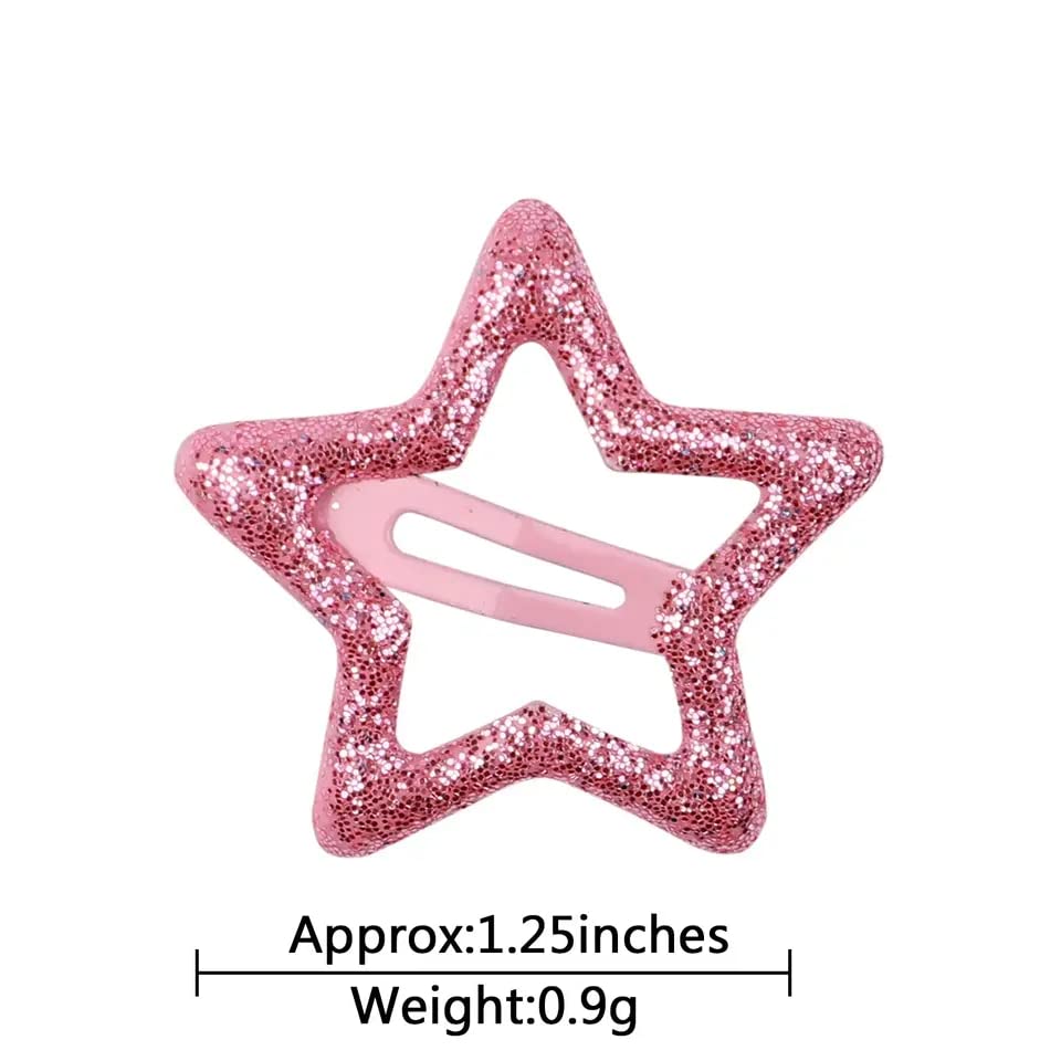 PLUCKET® 10-Piece Multicolor Glitter Star Hair Clips Set - Non-Slip Barrettes & Tic Tac Clips for Baby Girls, Teens & Women - Perfect for School, Parties, Weddings & Daily Hairstyling