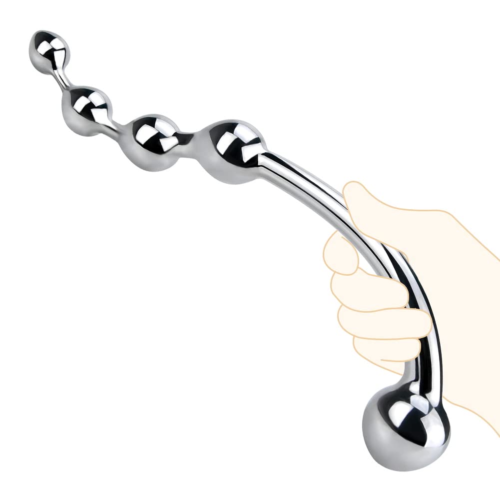 Metal Anal Hook with 5 Beads - S-Shaped Sex Toy for Couples & Solo Play