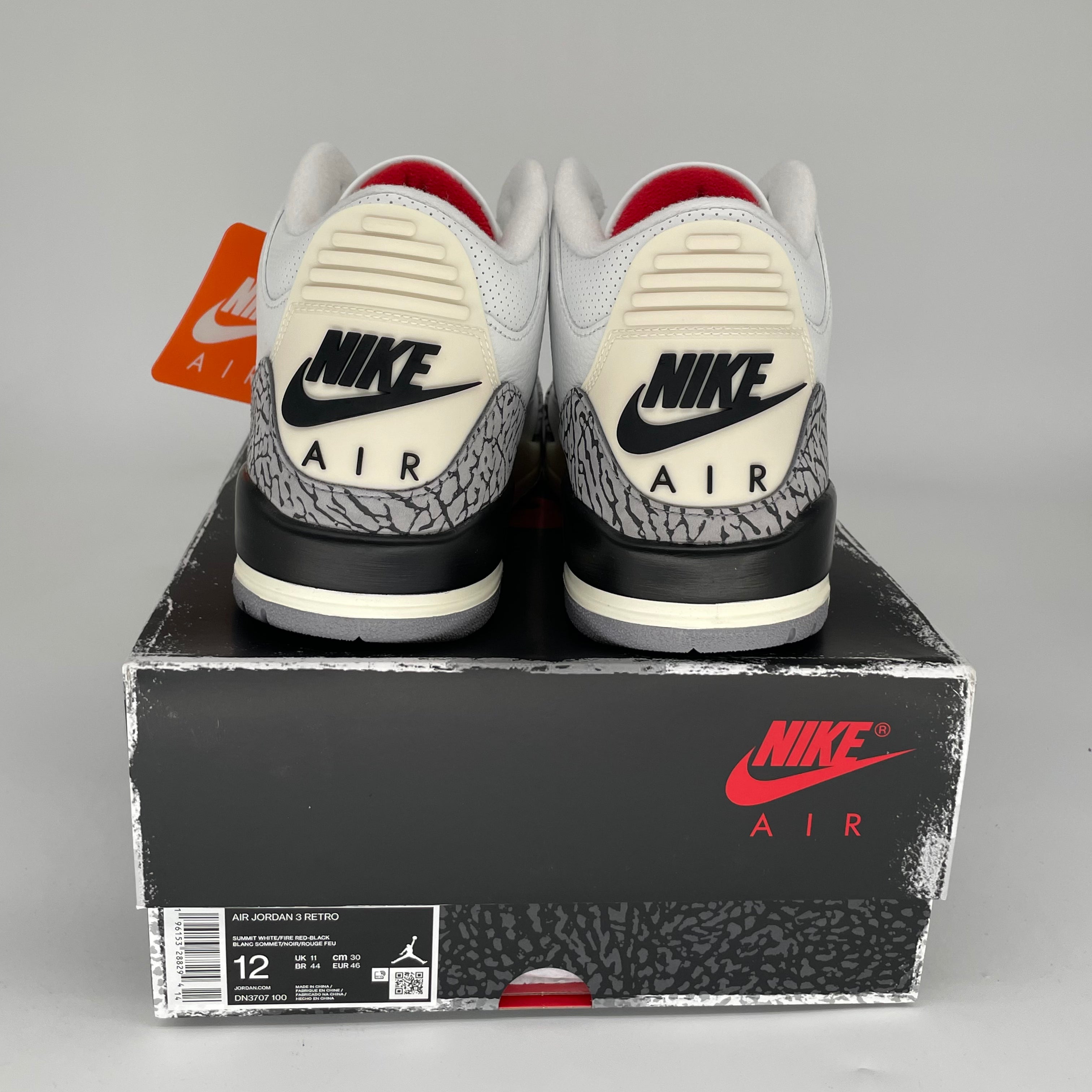 Original Air Jordan 3 White Cement Reimagined Basketball Shoes - Men's Size 12 (DN3707-100) - Retro Style Sneakers for Casual Wear & Street Fashion