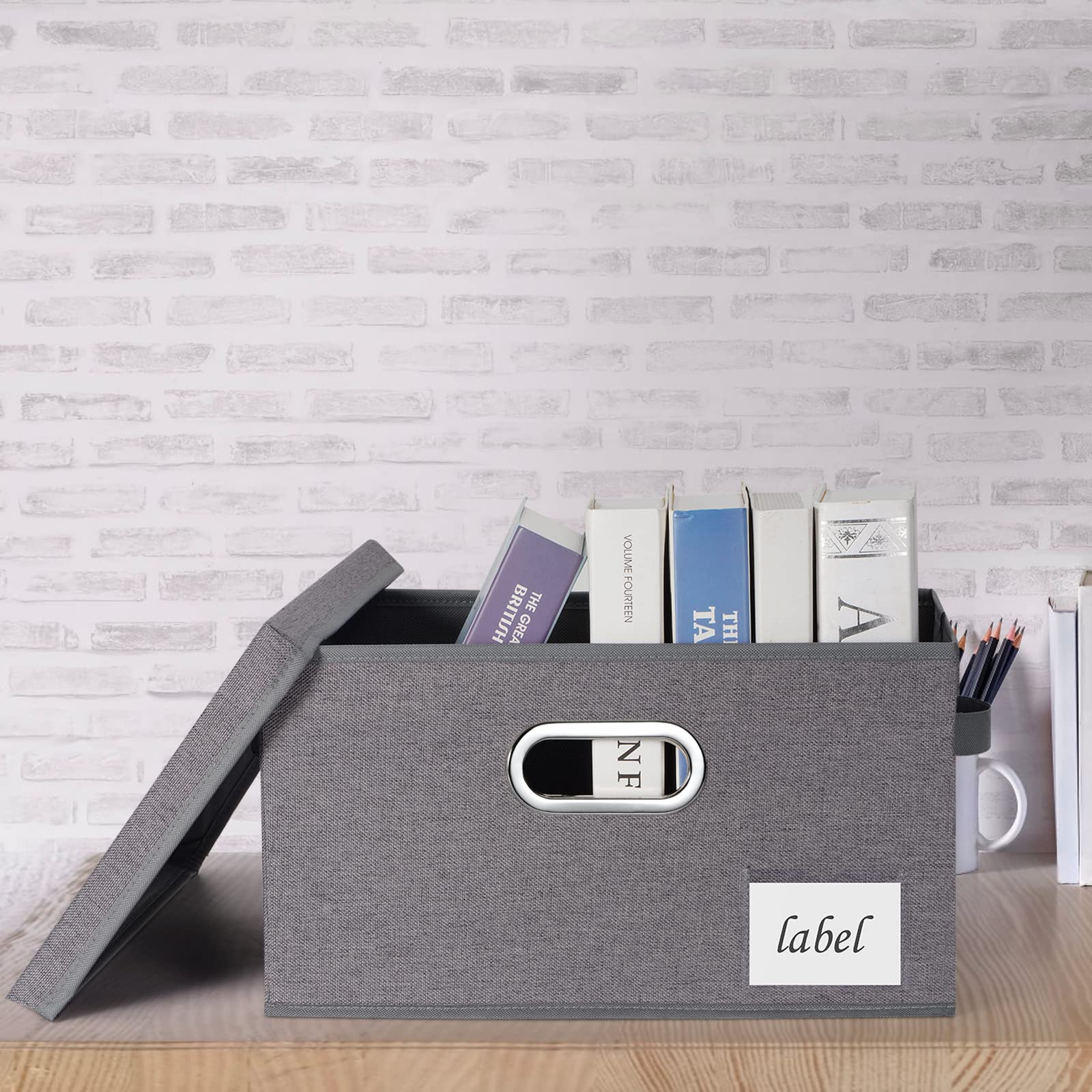 Large Foldable Fabric Storage Bins with Lids & Handles - Grey Closet Organizer for Bedroom, Living Room & Office - Perfect for Seasonal Clothes, Toys & Home Organization