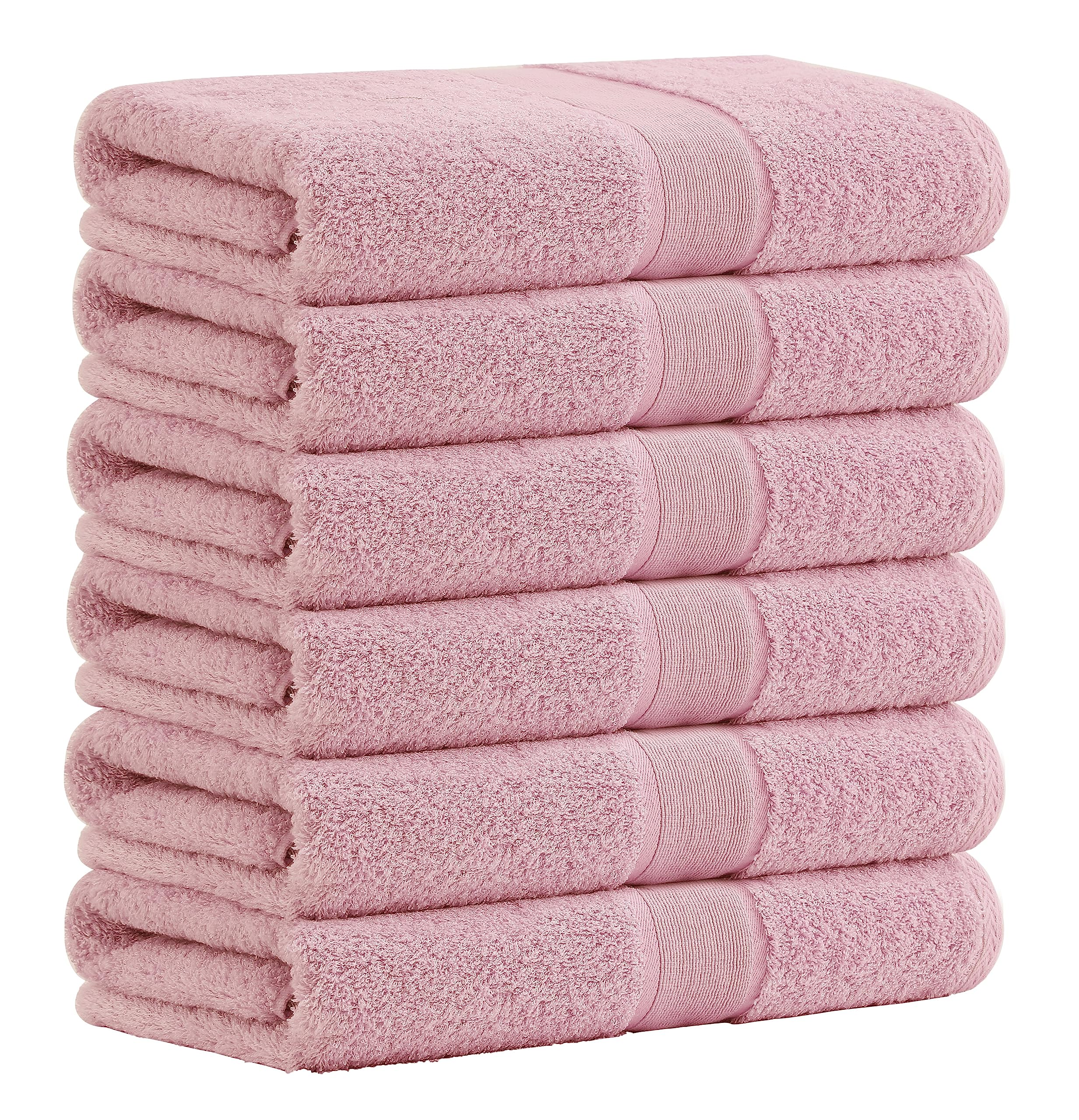 Aibaser 6-Piece Ultra Soft & Absorbent Bath Towels Set, 27x54 Inches - Natural Cotton for Bathroom, Shower, Gym, Travel & Spa | Quick-Drying & Luxurious (Pink) - Perfect for Home, Hotels & Gifts