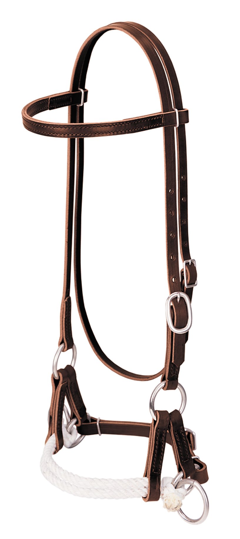 Premium Weaver Leather Deluxe Latigo Leather Side Pull - Double Rope Horse Training Halter in Burgundy for Western & English Riding | Durable, Comfortable & Adjustable for Trail Riding, Show Training & Ranch Work