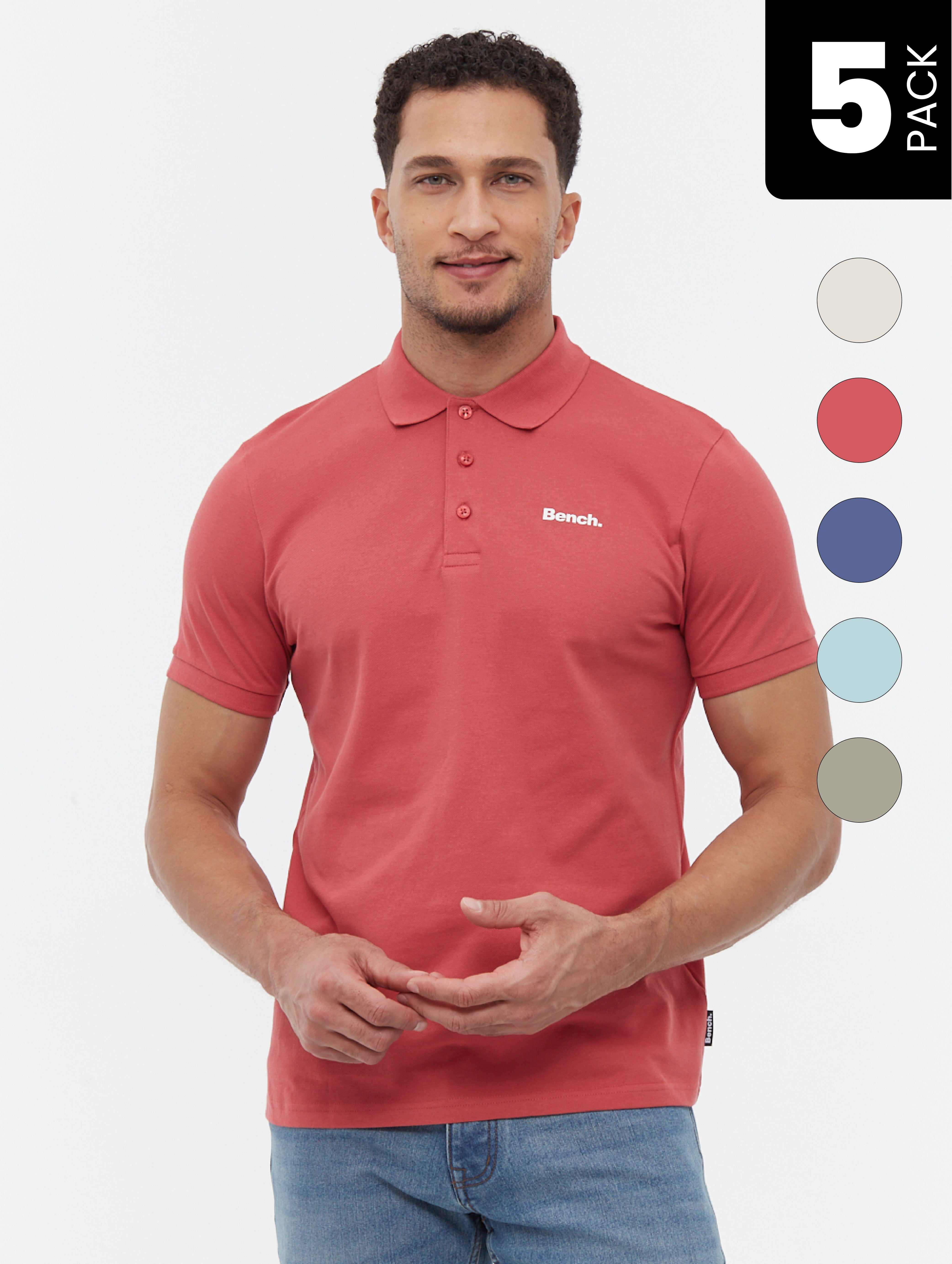 Adomen Emblem Polo Shirts 5-Pack for Men - Premium Cotton Casual Button-Down Shirts for Work, Golf & Everyday Wear