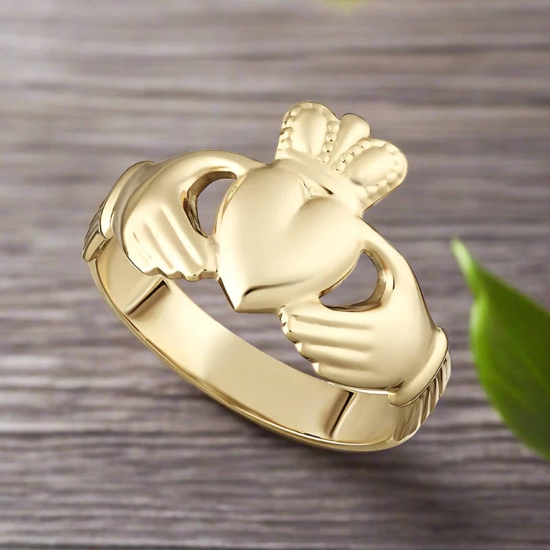 10K Gold Ladies Claddagh Ring - Authentic Irish Friendship, Love & Loyalty Ring - Perfect for Valentine's Day, Anniversary & Wedding Jewelry Gift