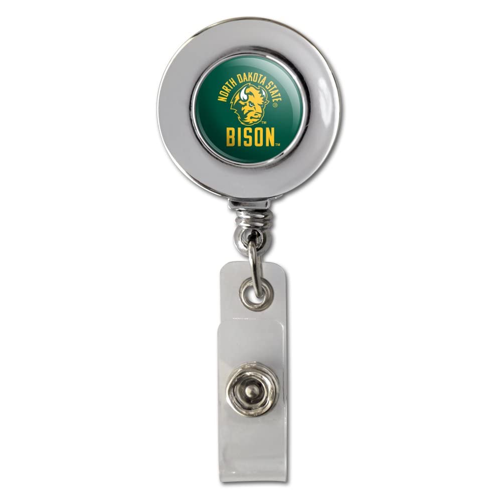 North Dakota State Bison Retractable Badge Reel - Chrome ID Card Holder Clip for Nurses, Teachers, and Office Professionals