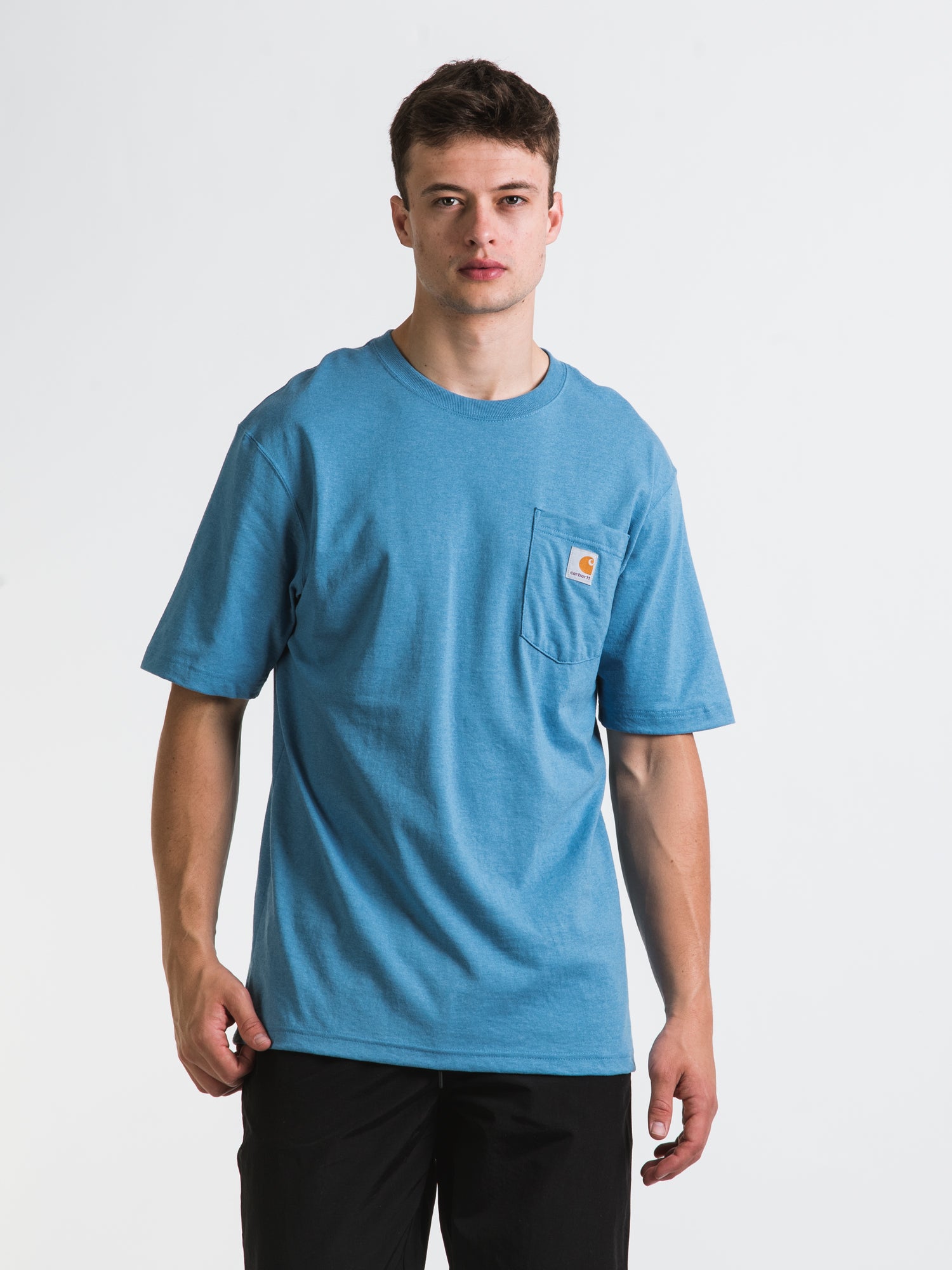 Carhartt Workwear Pocket T-Shirt - Blue Lagoon Heather | Durable Men's Work Shirt for Construction & Outdoor Activities | Clearance Sale