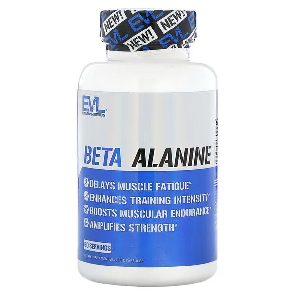 EVLution Nutrition Beta Alanine Powder - 60 Vegan Capsules for Muscle Endurance & Performance - Pre-Workout Supplement for Athletes & Gym Enthusiasts