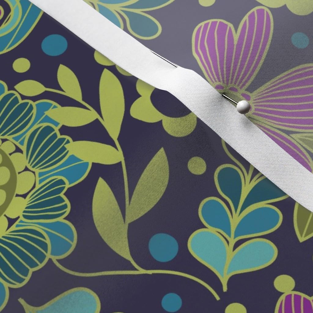 Floral Jewel Cool Retro Printed Satin Fabric by The Yard - Premium Sewing Material for Apparel, Lining, Fashion, Blankets & Home Decor - Perfect for DIY Dresses, Curtains, Quilts & Craft Projects