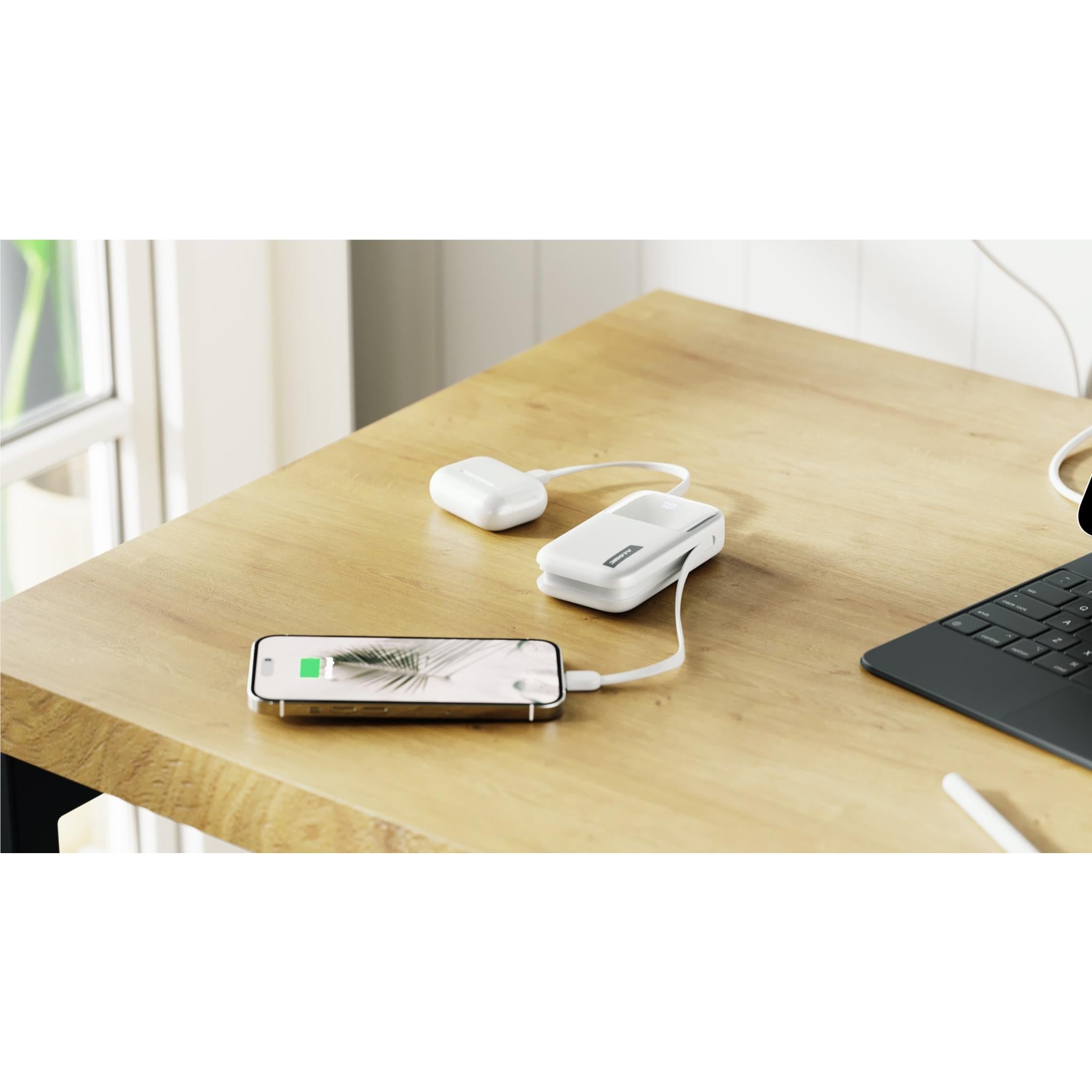 ALOGIC 10K 20W Fast Charging Power Bank with USB-C & Lightning Port - Portable Charger for iPhone, Android, AirPods - Perfect for Travel, Camping & Emergency Backup (White)