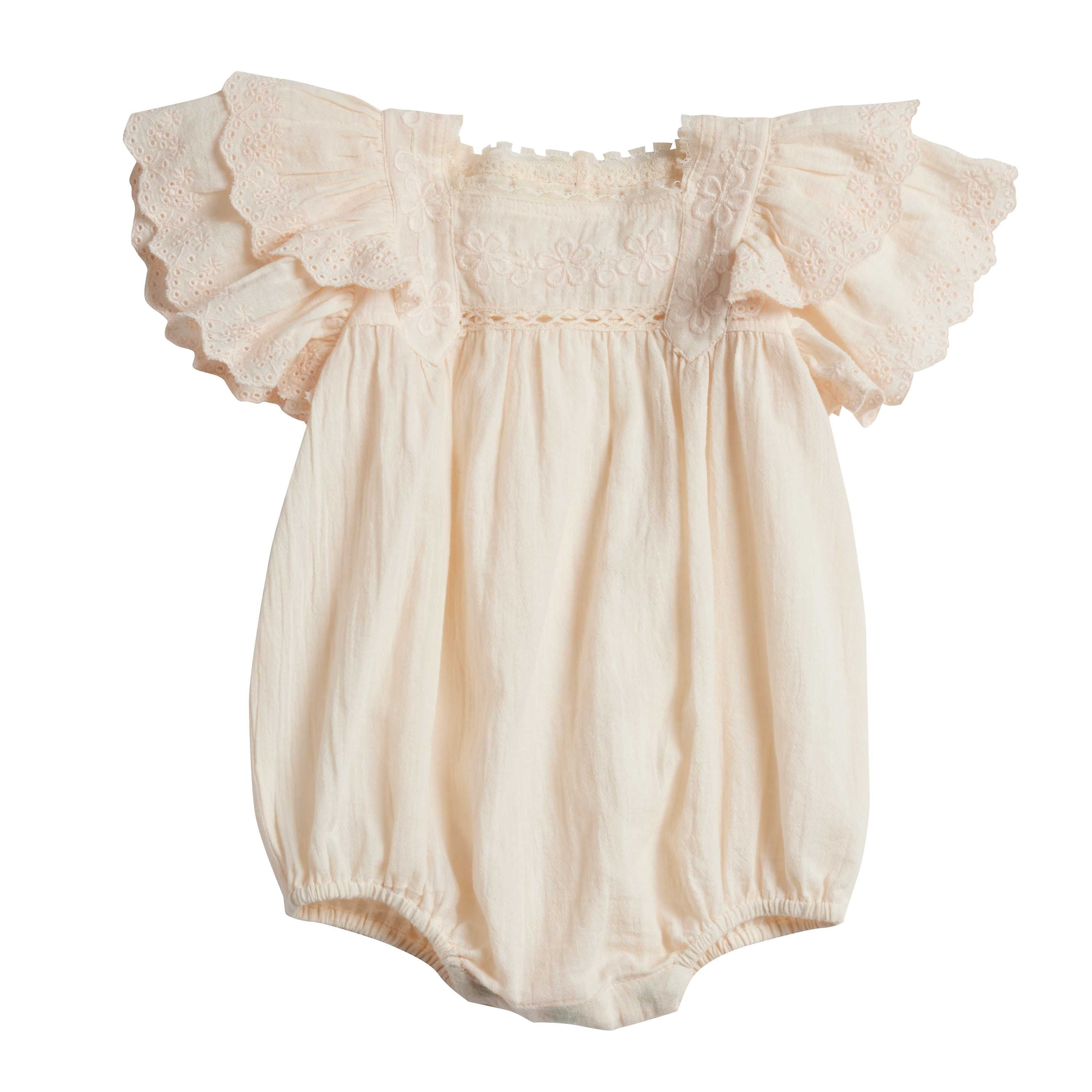Bonheur du Jour Paris Bastille Baby Overall - Soft Nude Cotton Romper for Newborns & Infants | Perfect for Playtime, Photo Shoots & Everyday Wear