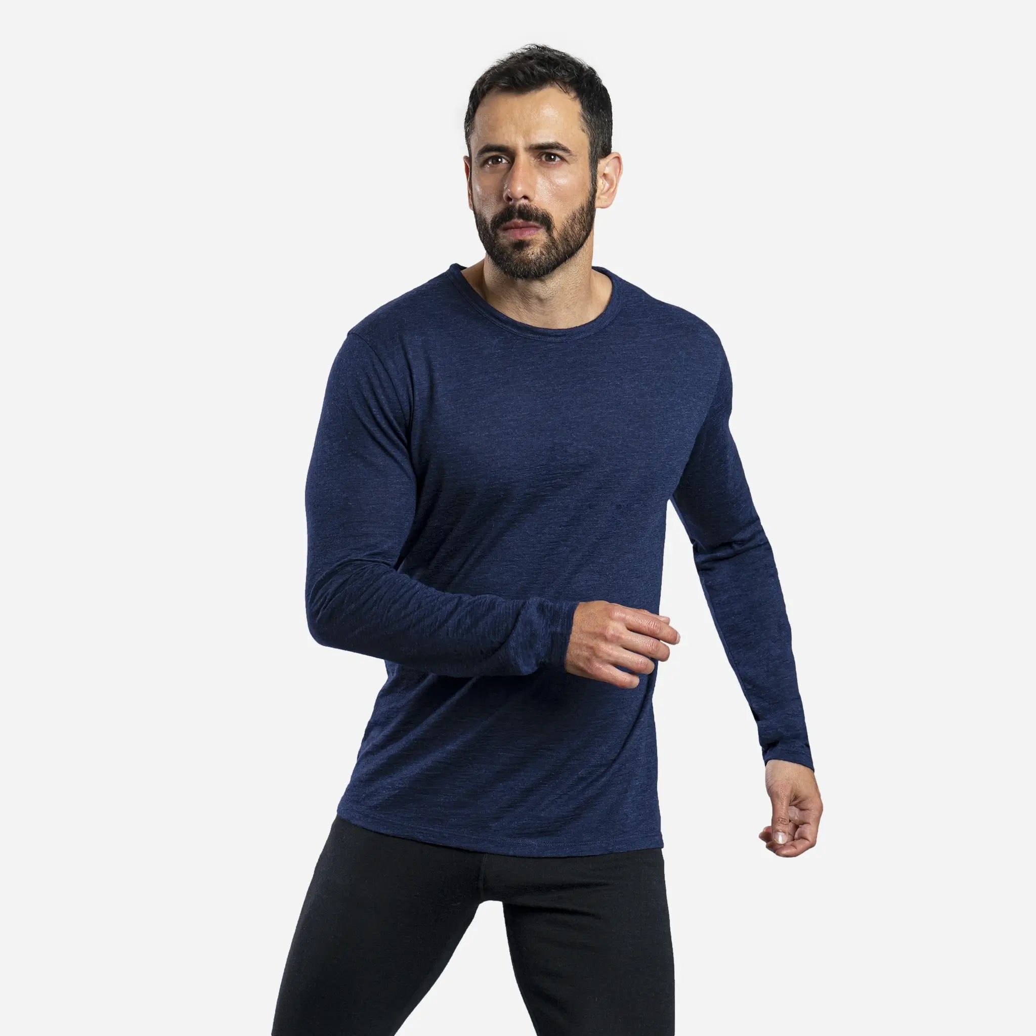 Premium Men's Alpaca Wool Long Sleeve T-Shirt - 160 Ultralight Thermal Base Layer for Hiking, Camping & Winter Outdoor Activities